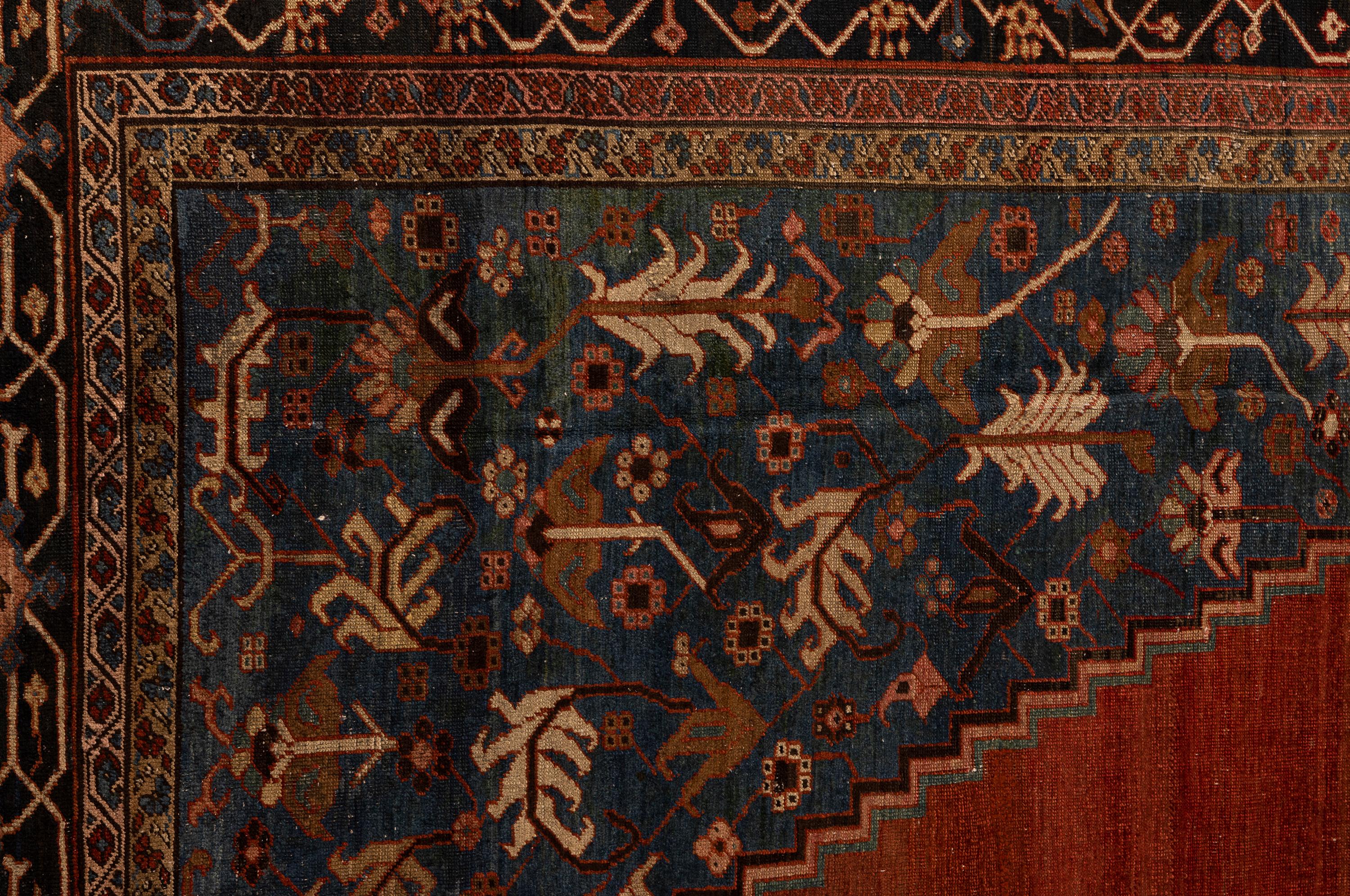 Oversized 19th Century Hand-Knotted Serapi Carpet in Rust and Indigo Wool im Angebot 3