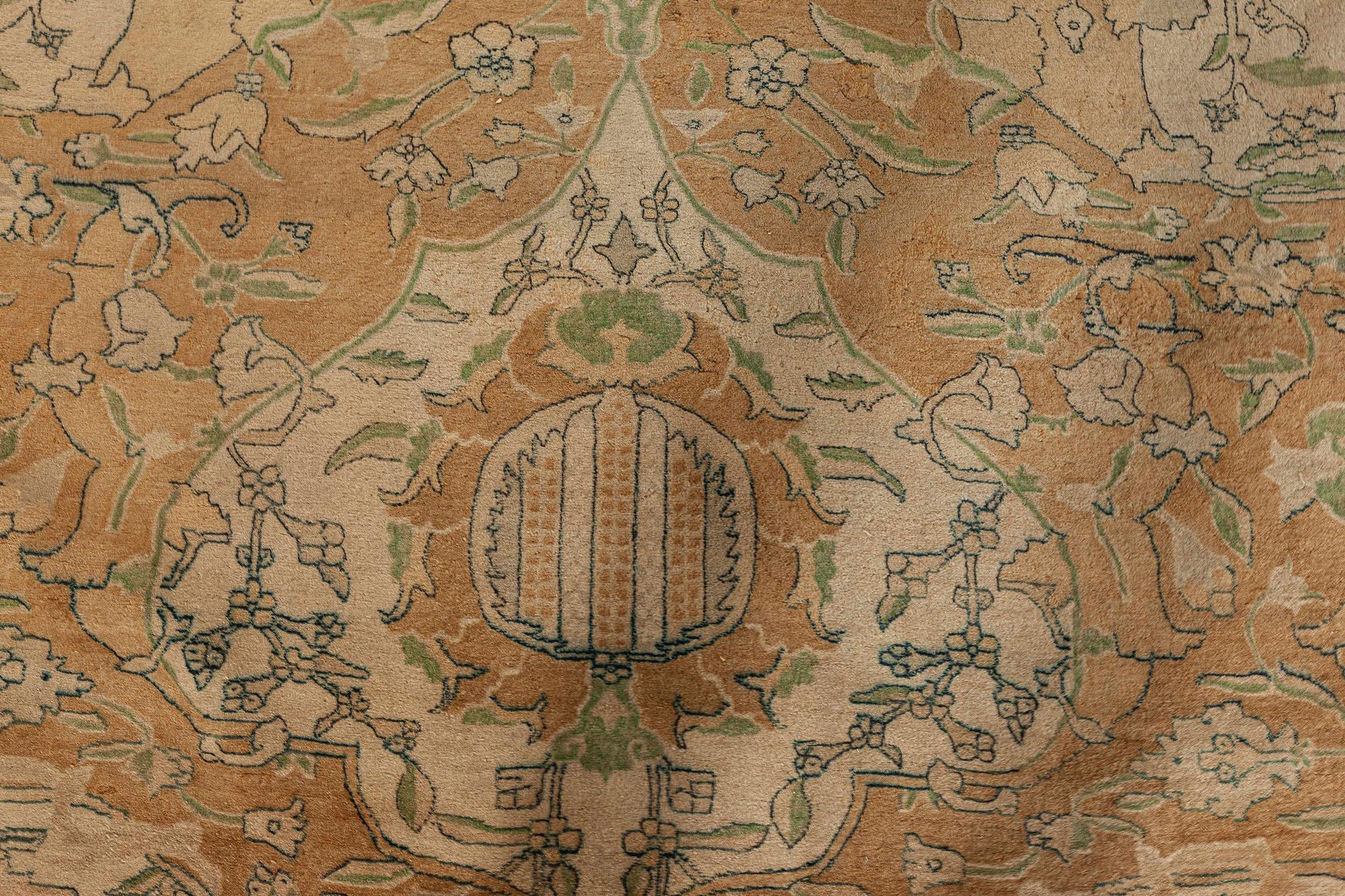 Oversized 19th century Indian Agra botanic hand knotted wool rug
Size: 14'9