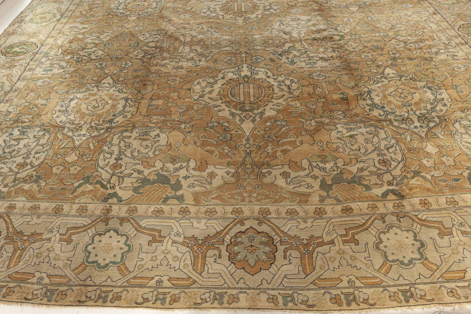 Hand-Knotted Oversized 19th Century Indian Agra Botanic Rug For Sale