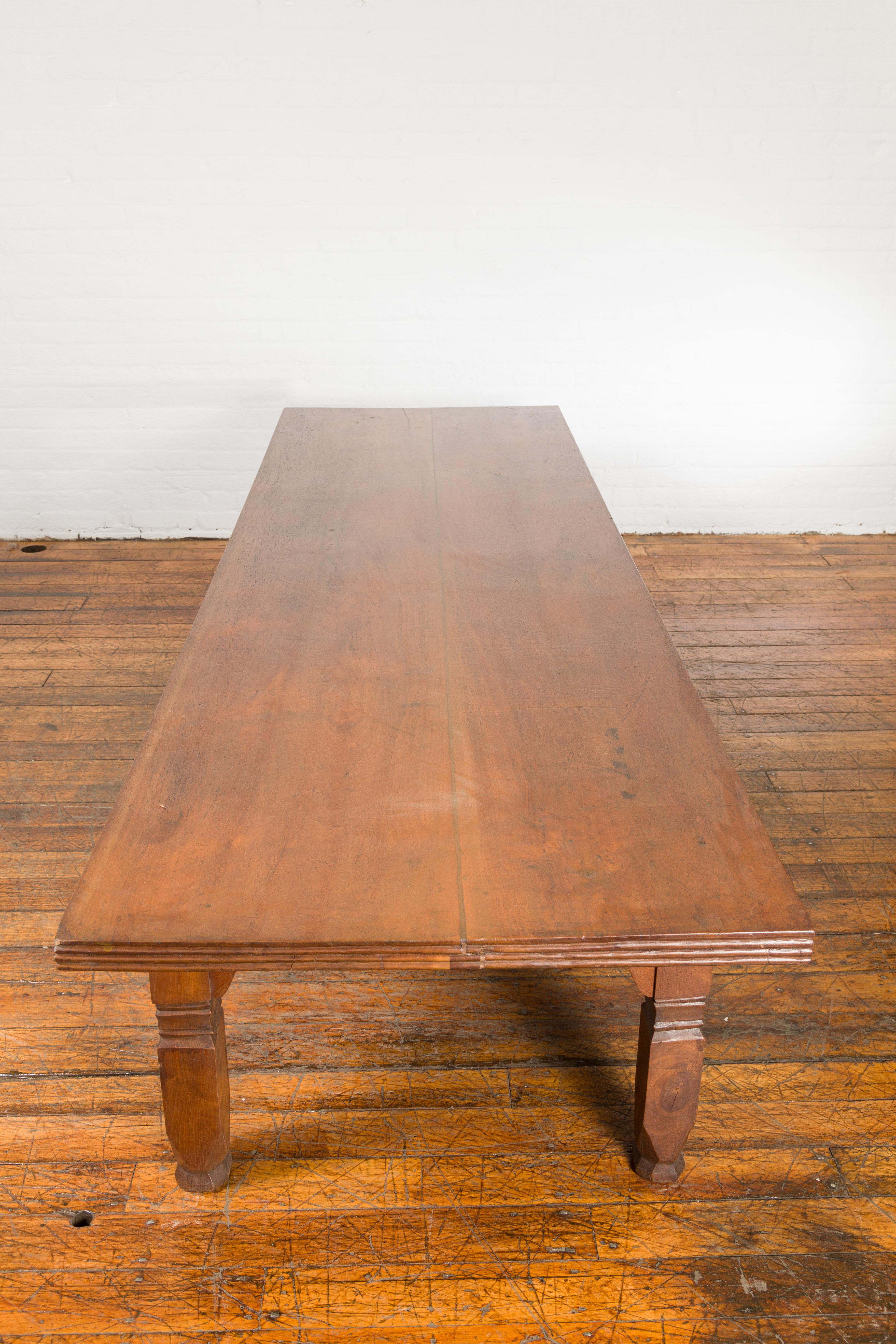 Oversized 19th Century Indonesian Coffee Table with Reeded Edge and Carved Legs For Sale 6