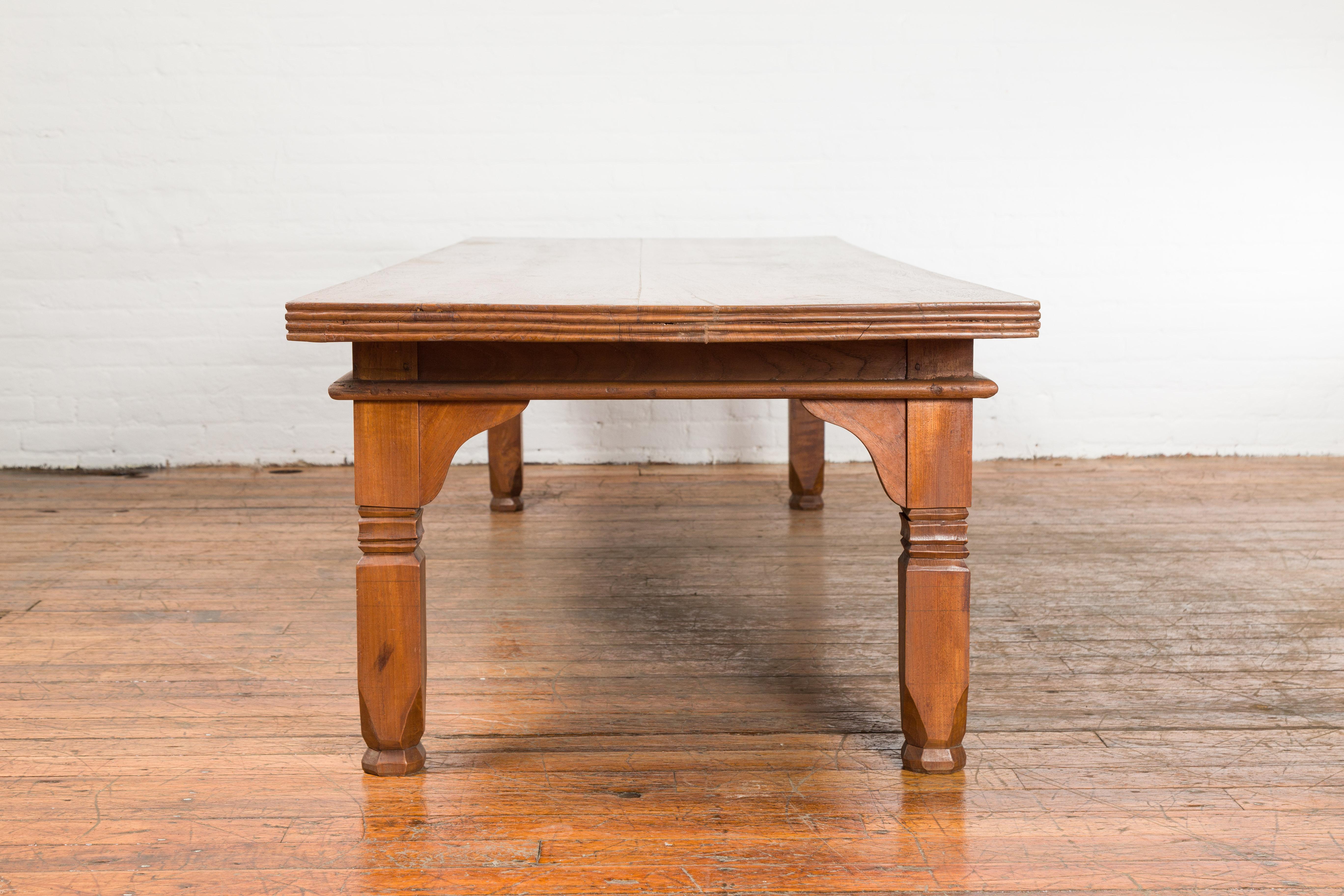 Oversized 19th Century Indonesian Coffee Table with Reeded Edge and Carved Legs For Sale 8