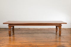 Oversized 19th Century Indonesian Coffee Table with Reeded Edge and Carved Legs