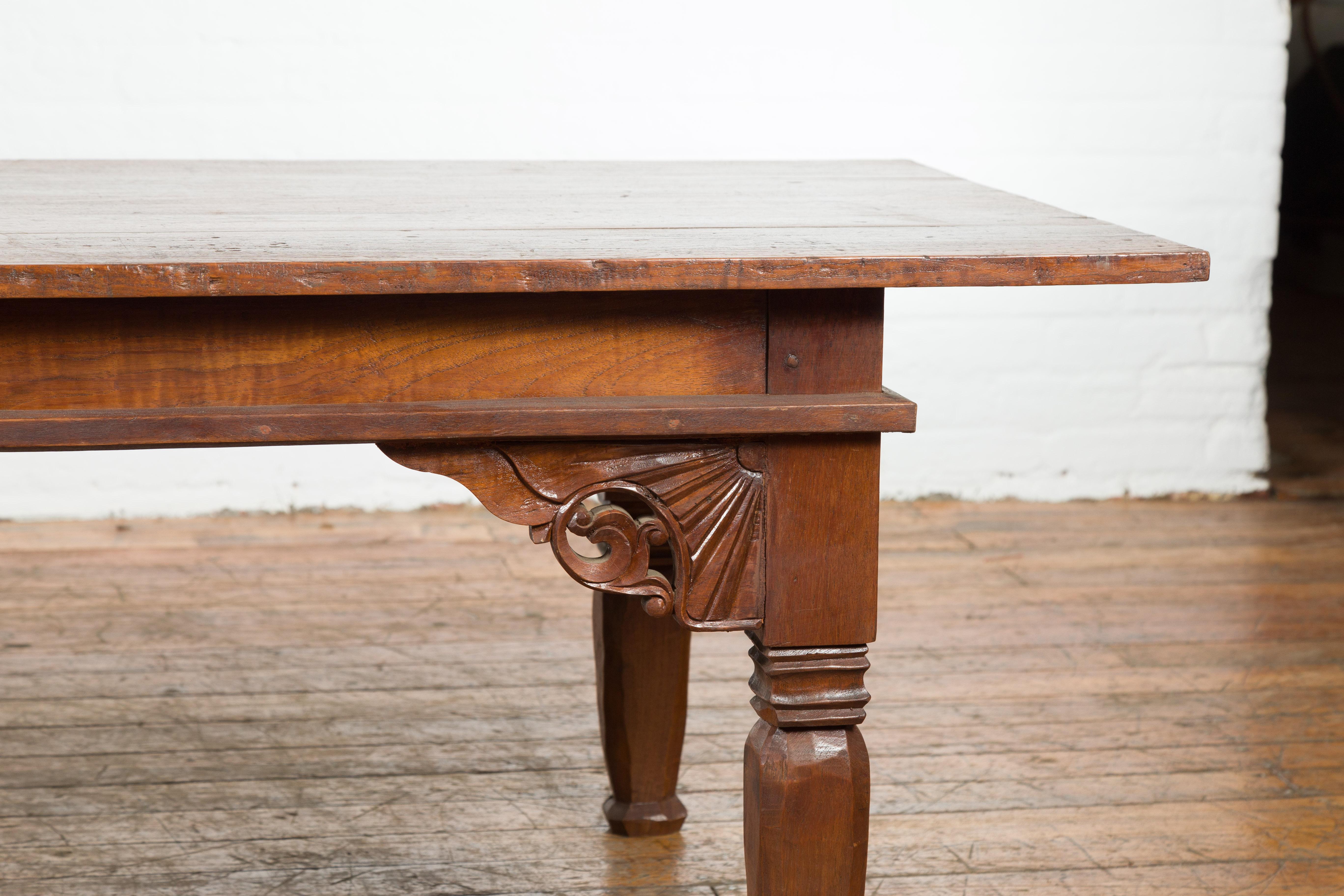Oversized 19th Century Indonesian Madurese Coffee Table with Carved Spandrels For Sale 2
