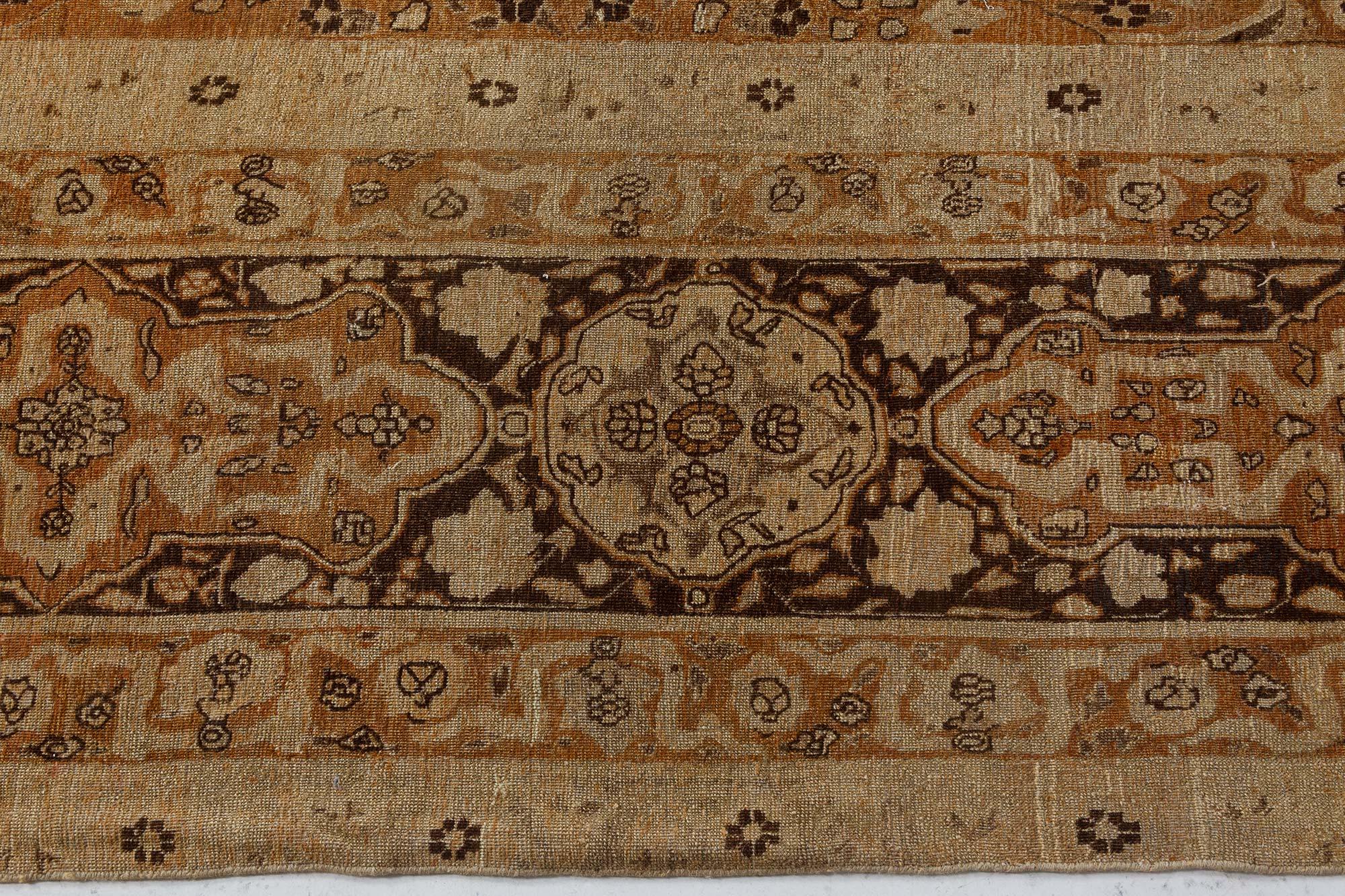 Authentic oversized 19th century Persian Tabriz handmade wool carpet
Size: 15'3