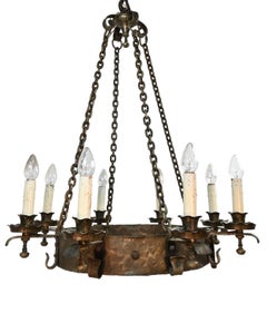 Oversized Hand Hammered Tudor 8 Candle Fixture