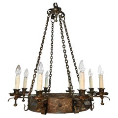 Oversized Hand Hammered Tudor 8 Candle Fixture