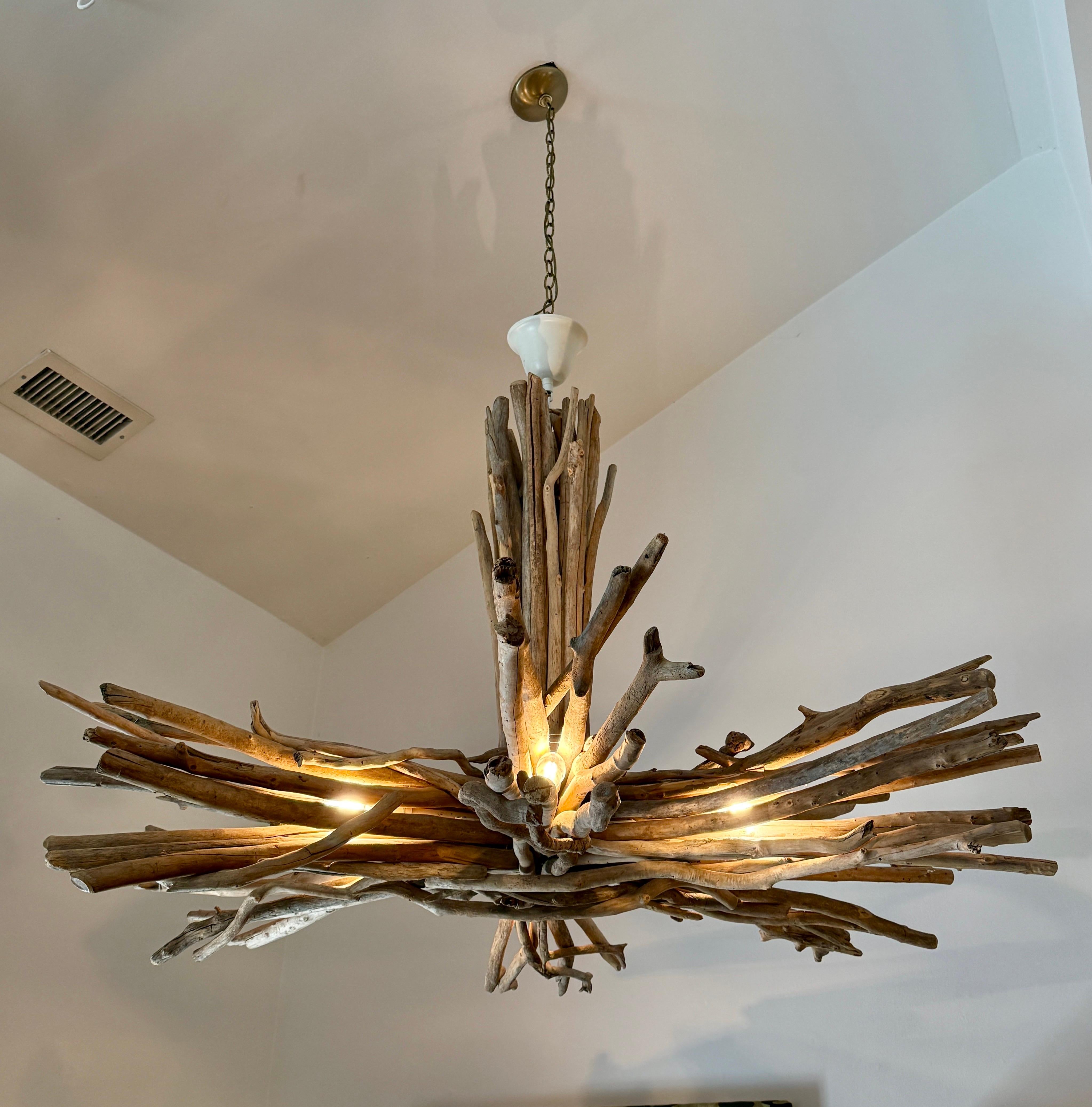 Oversized 6-Arm Driftwood Chandelier For Sale 4