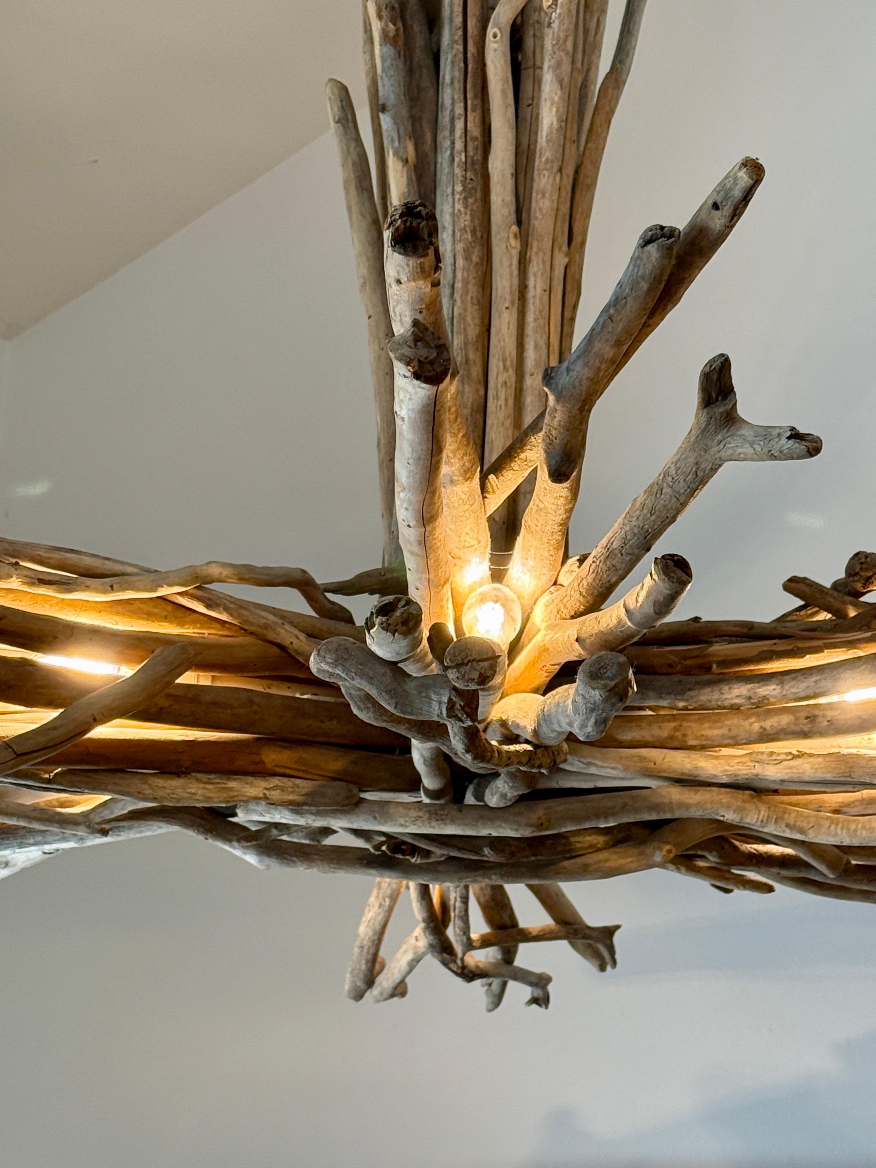 Mid-20th Century Oversized 6-Arm Driftwood Chandelier For Sale