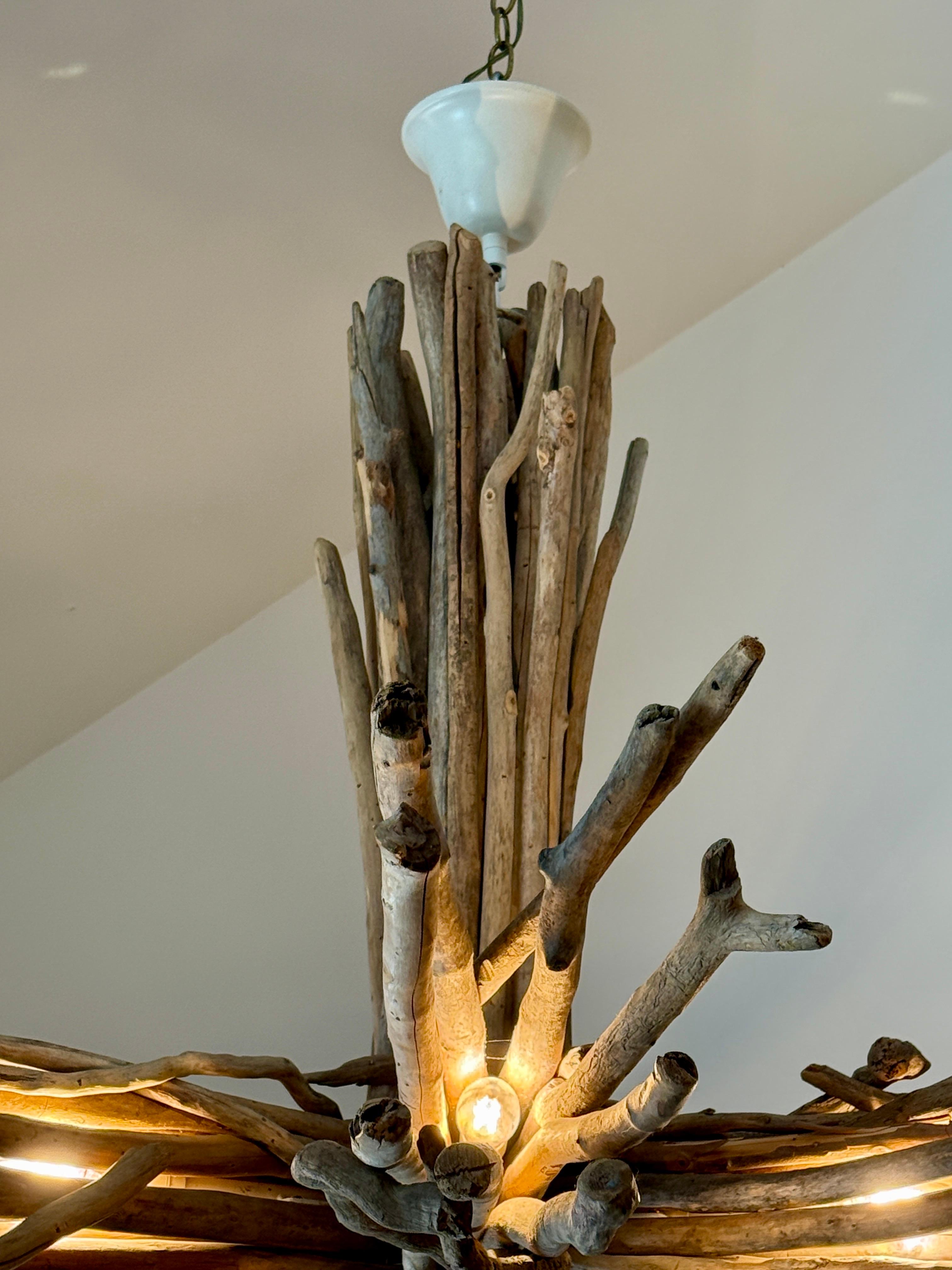 Oversized 6-Arm Driftwood Chandelier For Sale 2