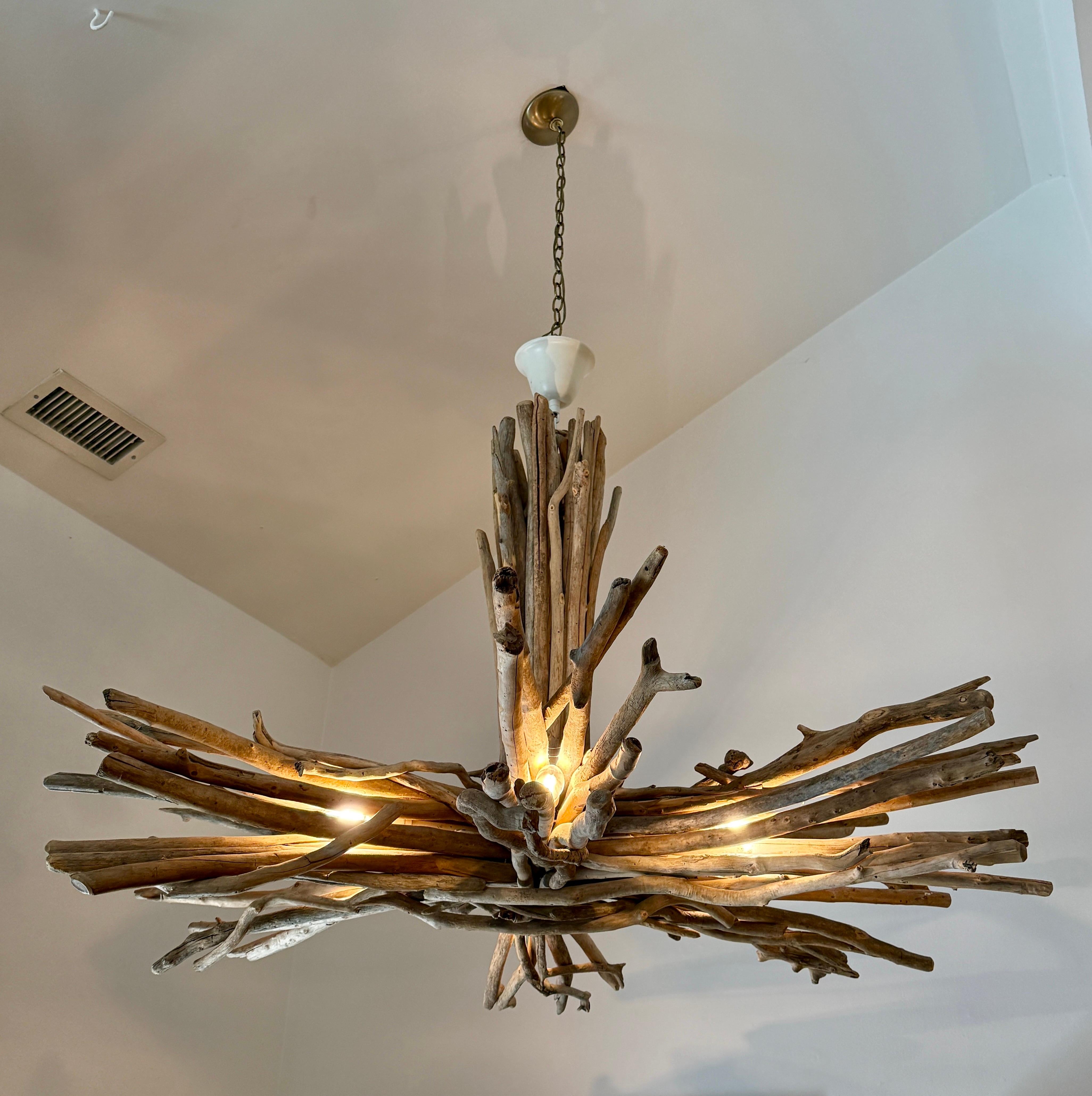 Oversized 6-Arm Driftwood Chandelier For Sale 3