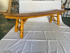 Oversized 73" Mid-Century Curved Bamboo Sling Bench – Japanese Zen Style