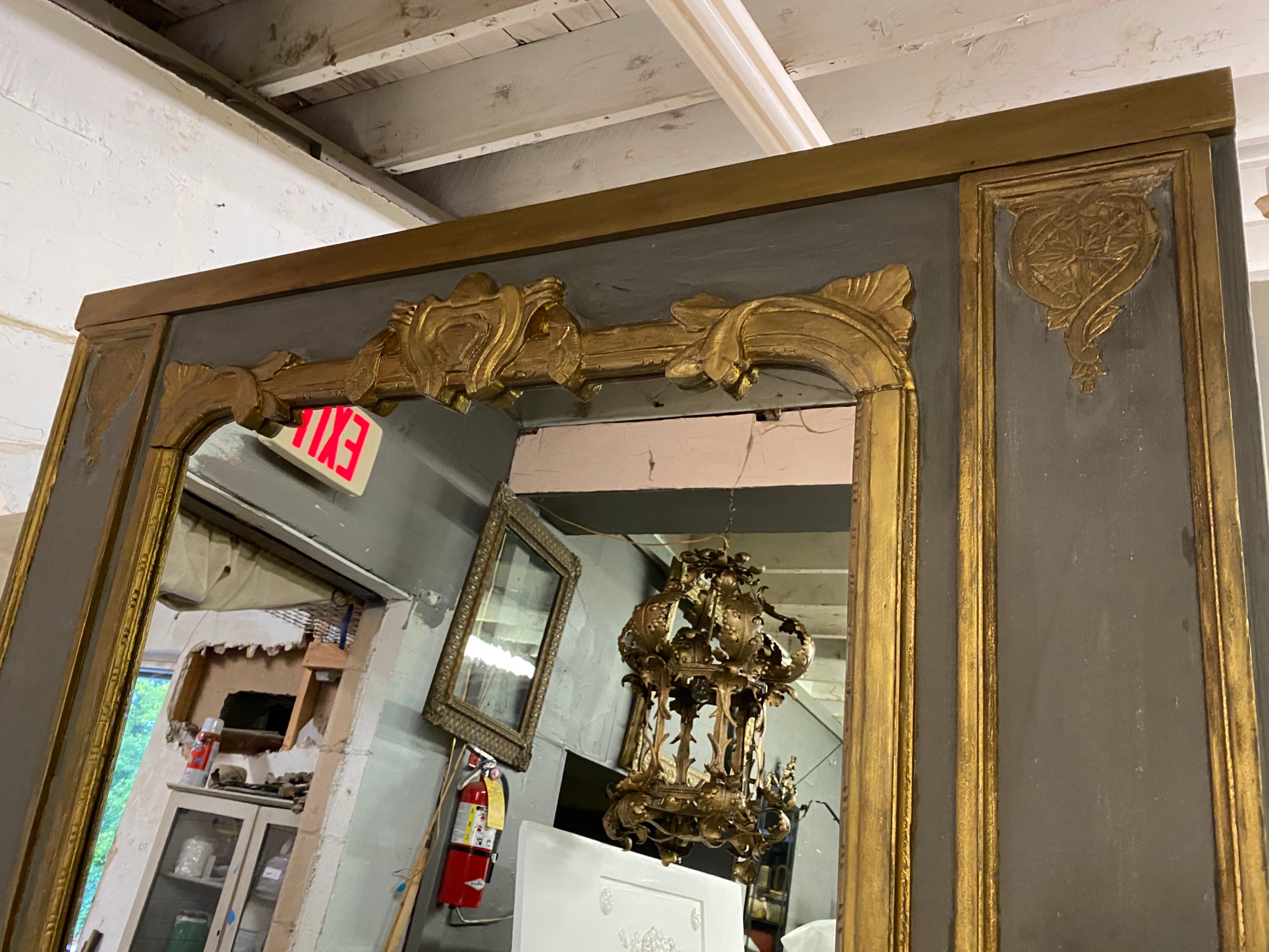 Oversized Trumeau Full Length Floor Carved Wood Mirror For Sale 5