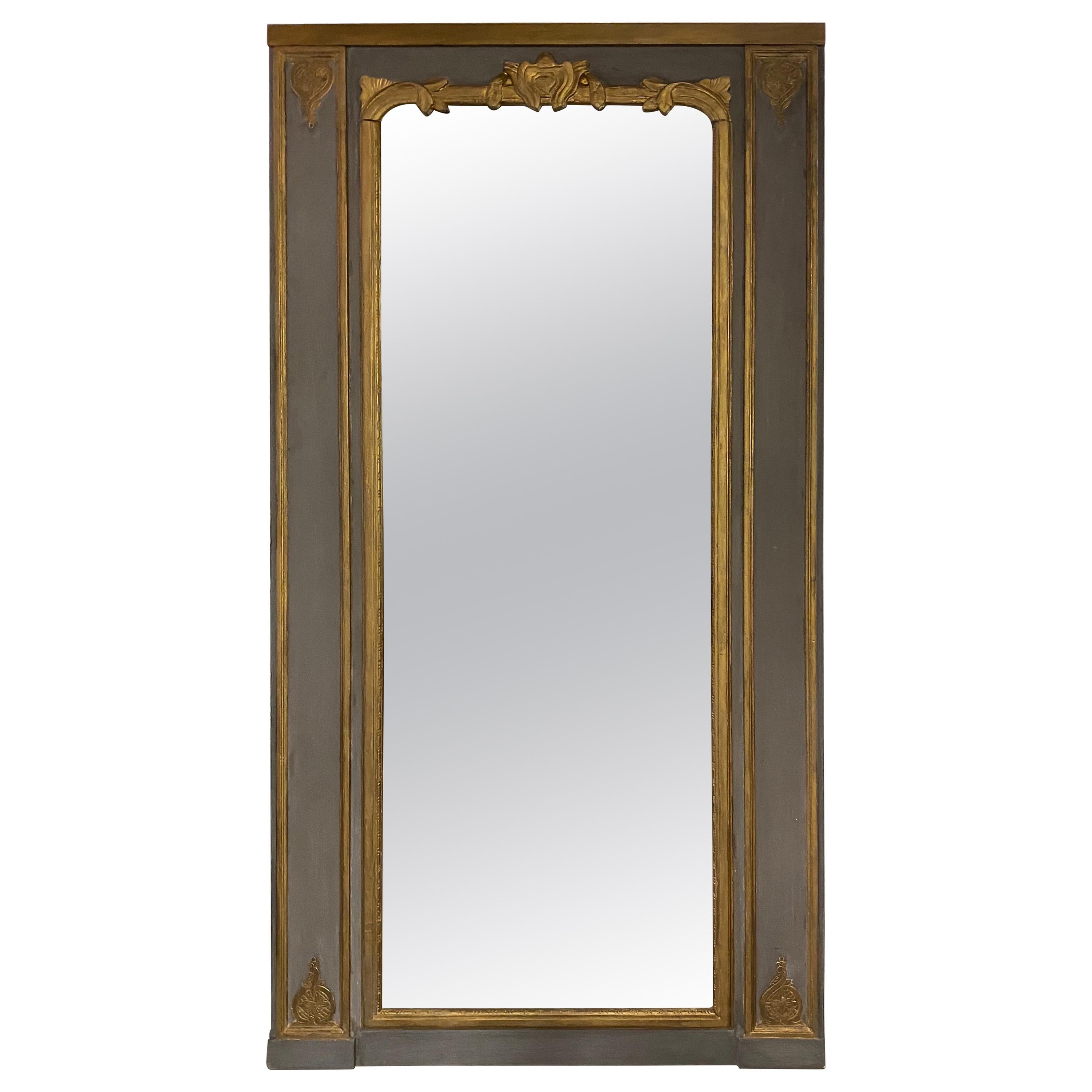Oversized Trumeau Full Length Floor Carved Wood Mirror For Sale