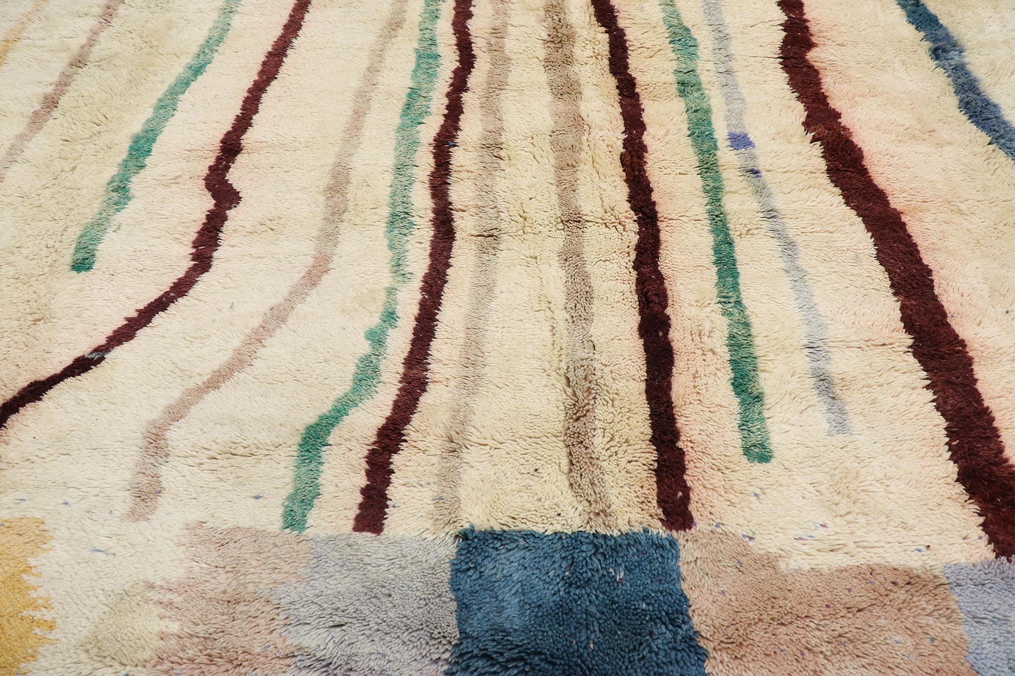 Oversized Abstract Moroccan Rug, Bohemian Rhapsody Meets Expressionist Style In New Condition For Sale In Dallas, TX