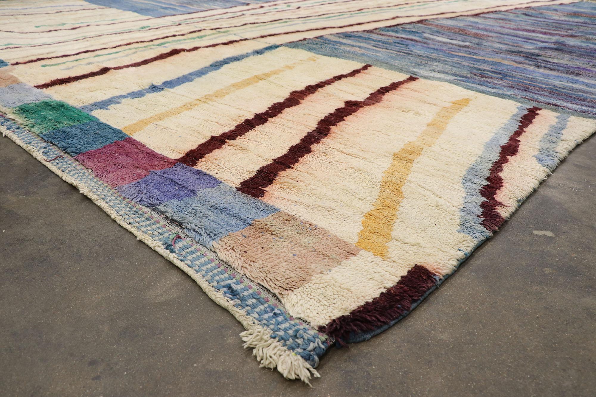 Wool Oversized Abstract Moroccan Rug, Bohemian Rhapsody Meets Expressionist Style For Sale