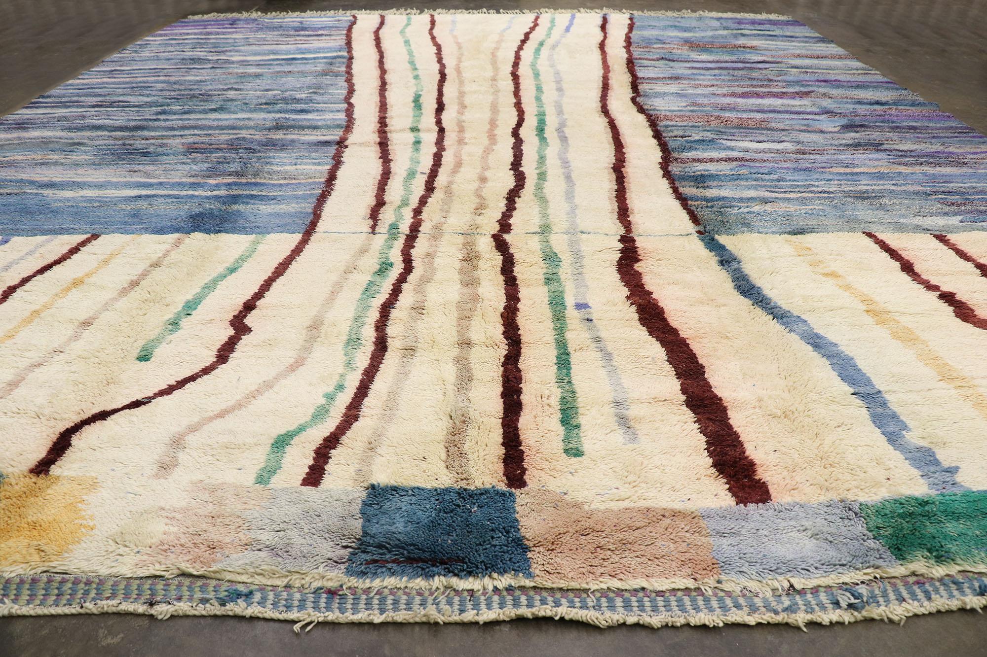 Oversized Abstract Moroccan Rug, Bohemian Rhapsody Meets Expressionist Style For Sale 1