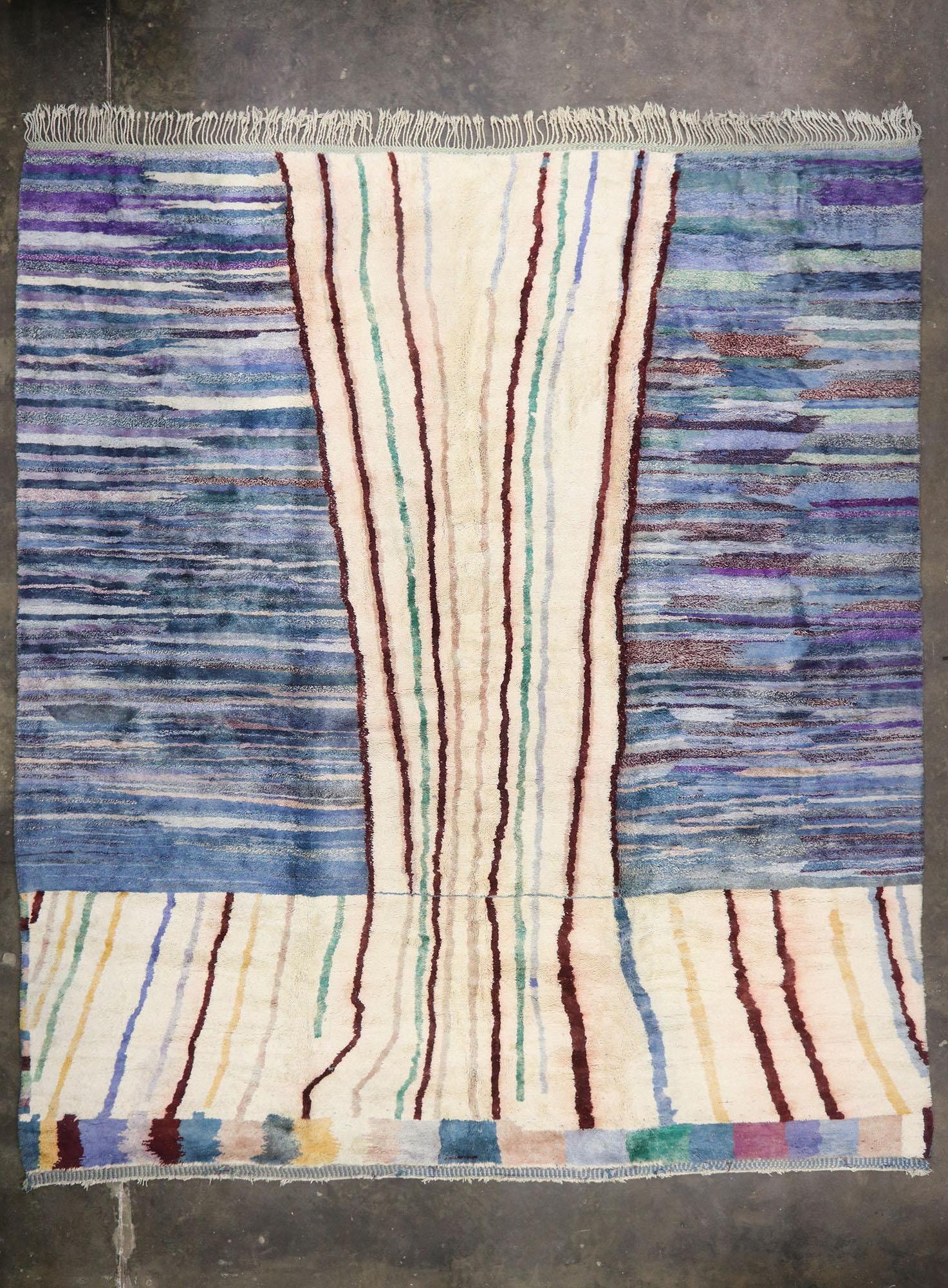 Oversized Abstract Moroccan Rug, Bohemian Rhapsody Meets Expressionist Style For Sale 2