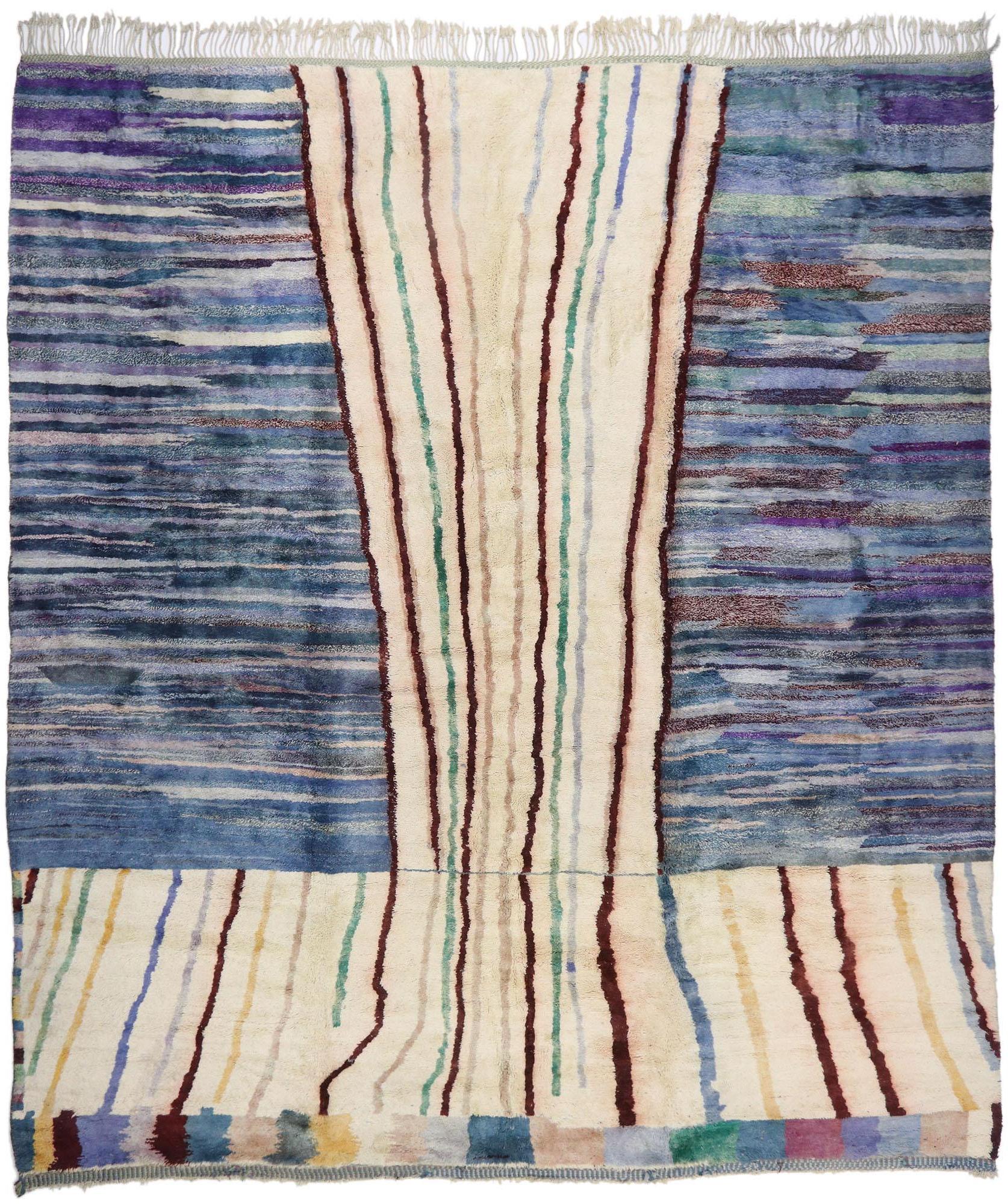 Oversized Abstract Moroccan Rug, Bohemian Rhapsody Meets Expressionist Style For Sale 3