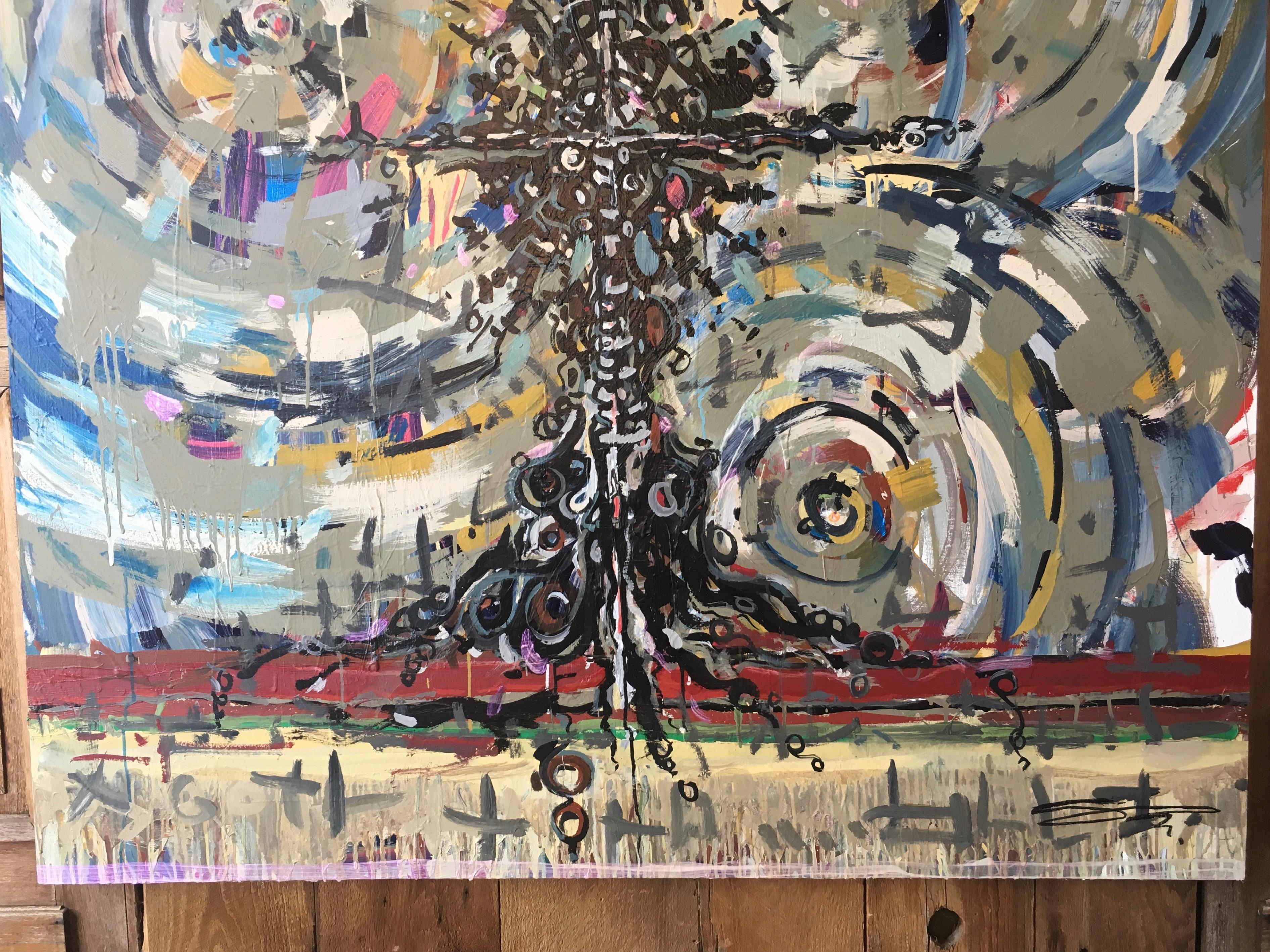 Oversized Abstract Painting `on Canvas In Good Condition In Denton, TX
