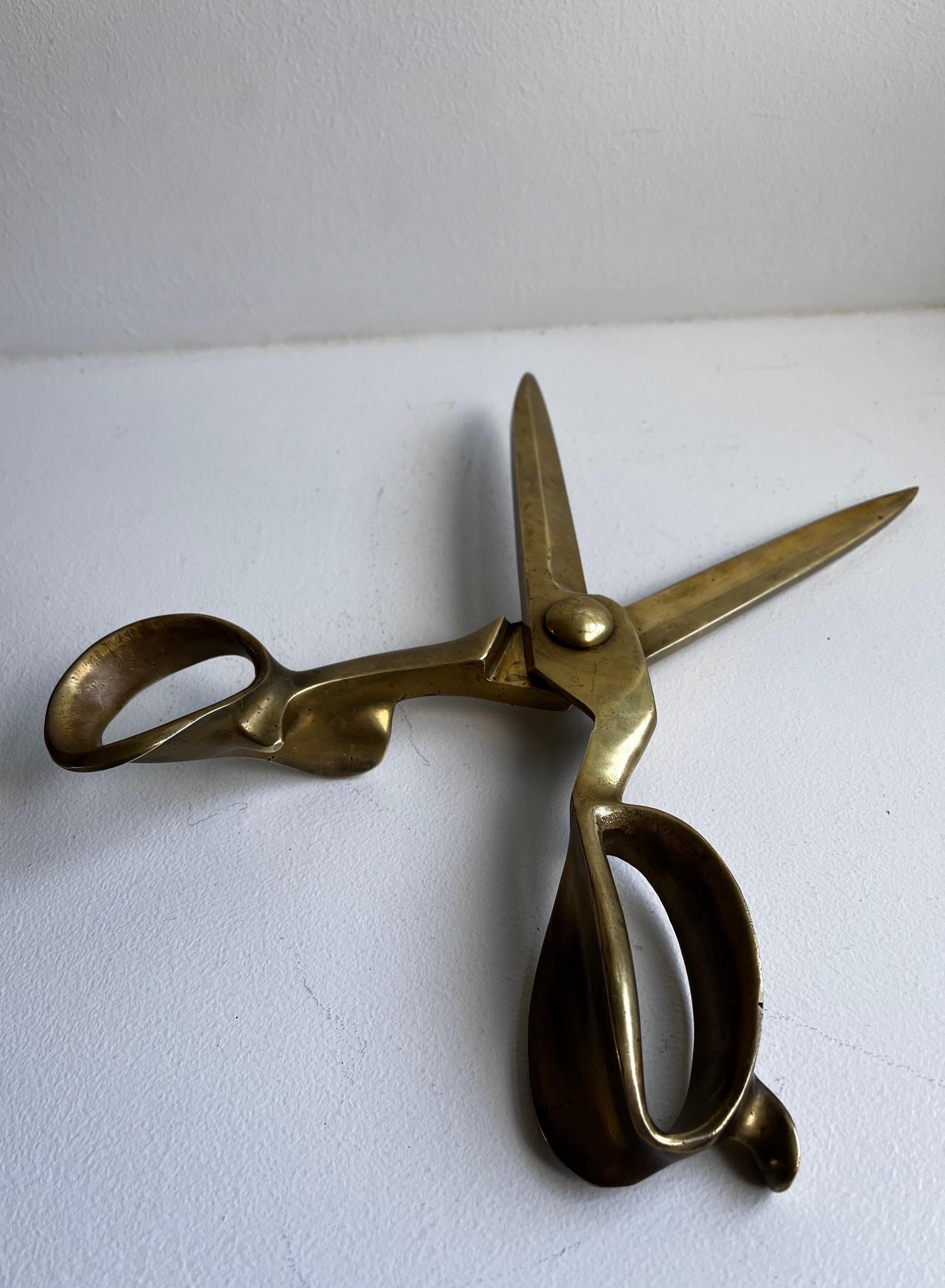 Brass Oversized Advertising Store Display Scissors For Sale