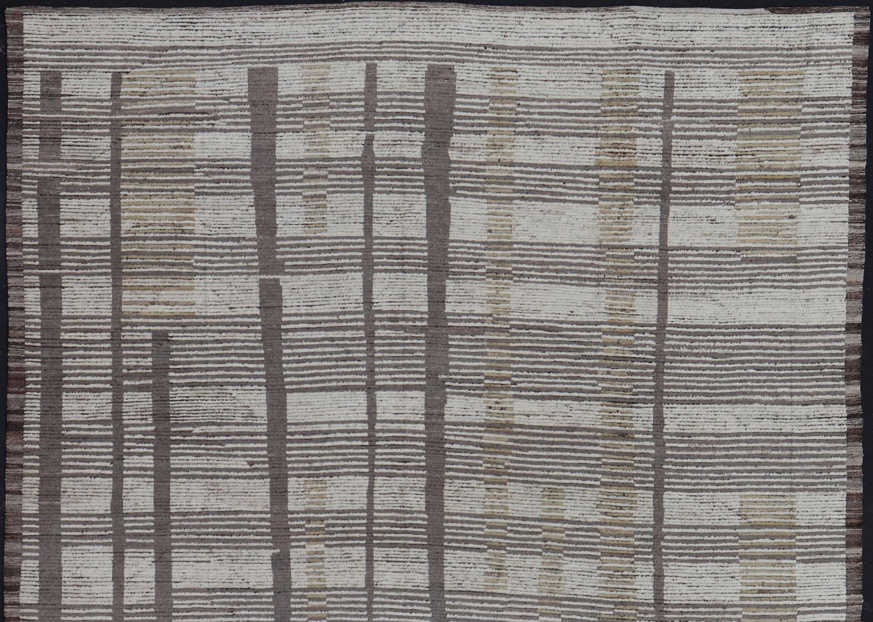 Oversized Afghan Modern Casual Abstract Rug in Muted Earthy Tones For Sale 2