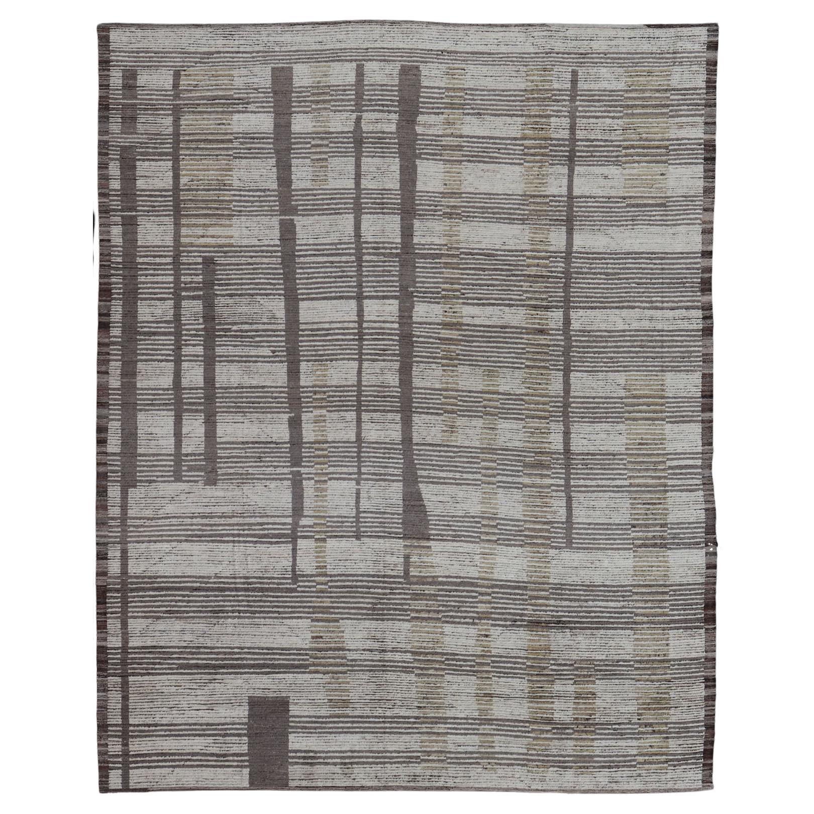Oversized Afghan Modern Casual Abstract Rug in Muted Earthy Tones For Sale