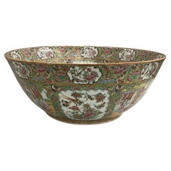 Oversized and Exceptional Large Chinese Export Rose Medallion Punch Bowl