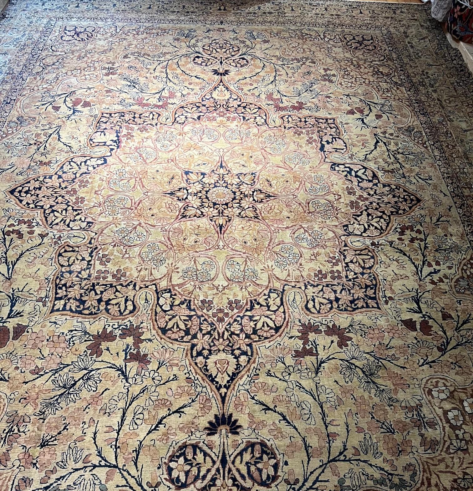 Oversized Antique 19th Century Kerman Lavar Rug With Exquisite Floral Motifs For Sale 3