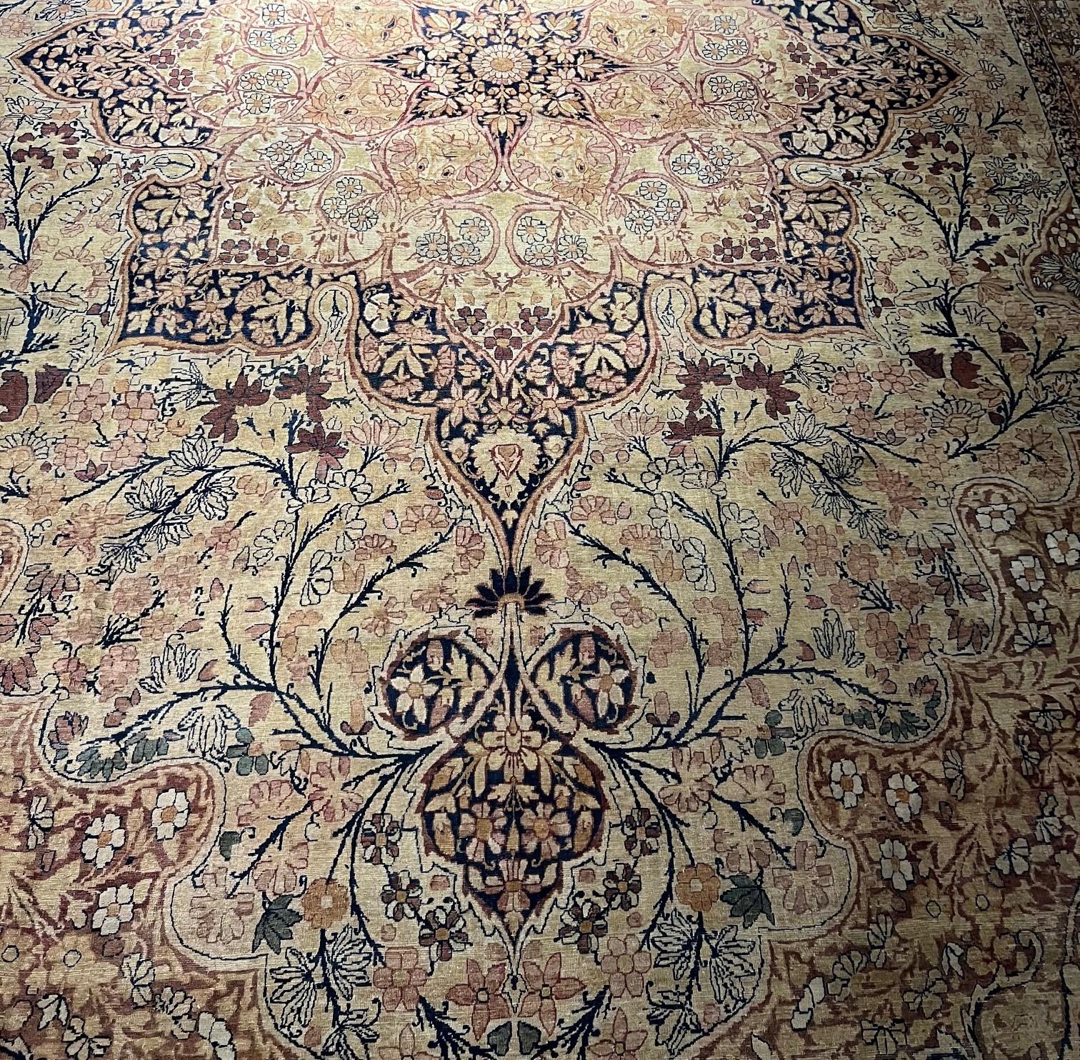Oversized Antique 19th Century Kerman Lavar Rug With Exquisite Floral Motifs For Sale 4