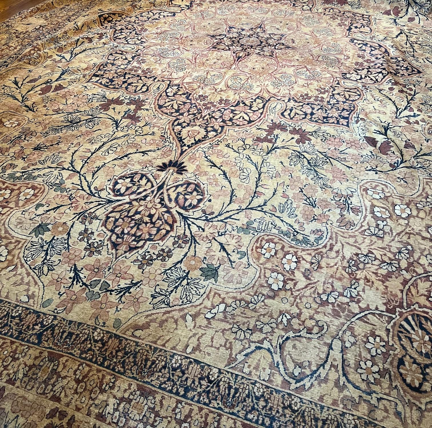 Kirman Oversized Antique 19th Century Kerman Lavar Rug With Exquisite Floral Motifs For Sale
