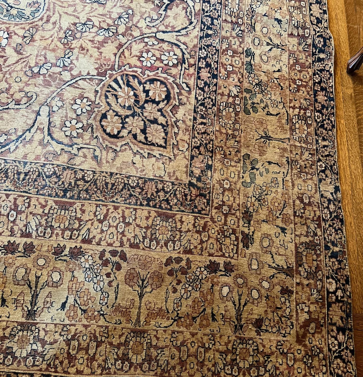 Persian Oversized Antique 19th Century Kerman Lavar Rug With Exquisite Floral Motifs For Sale