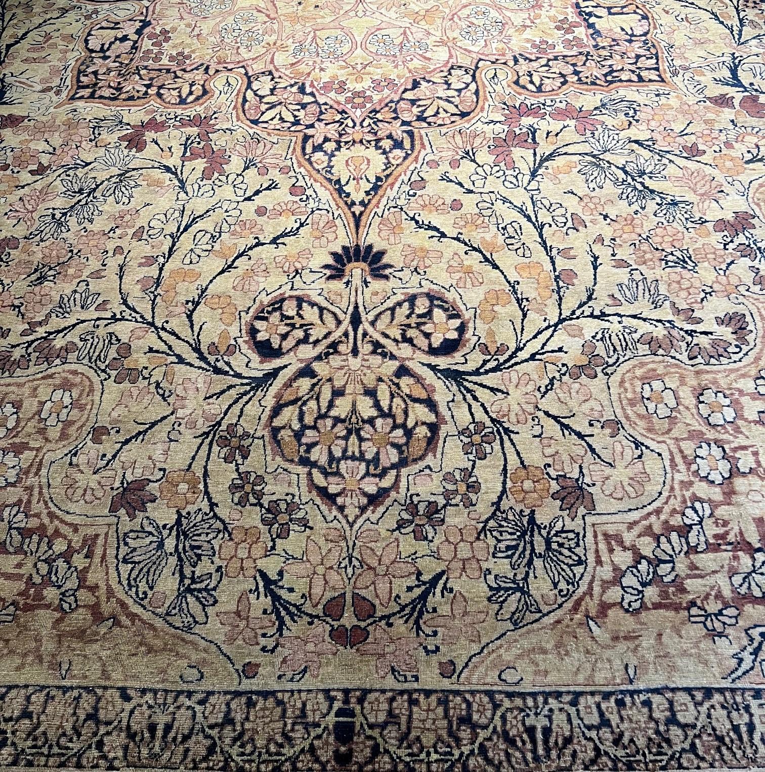 Oversized Antique 19th Century Kerman Lavar Rug With Exquisite Floral Motifs For Sale 1