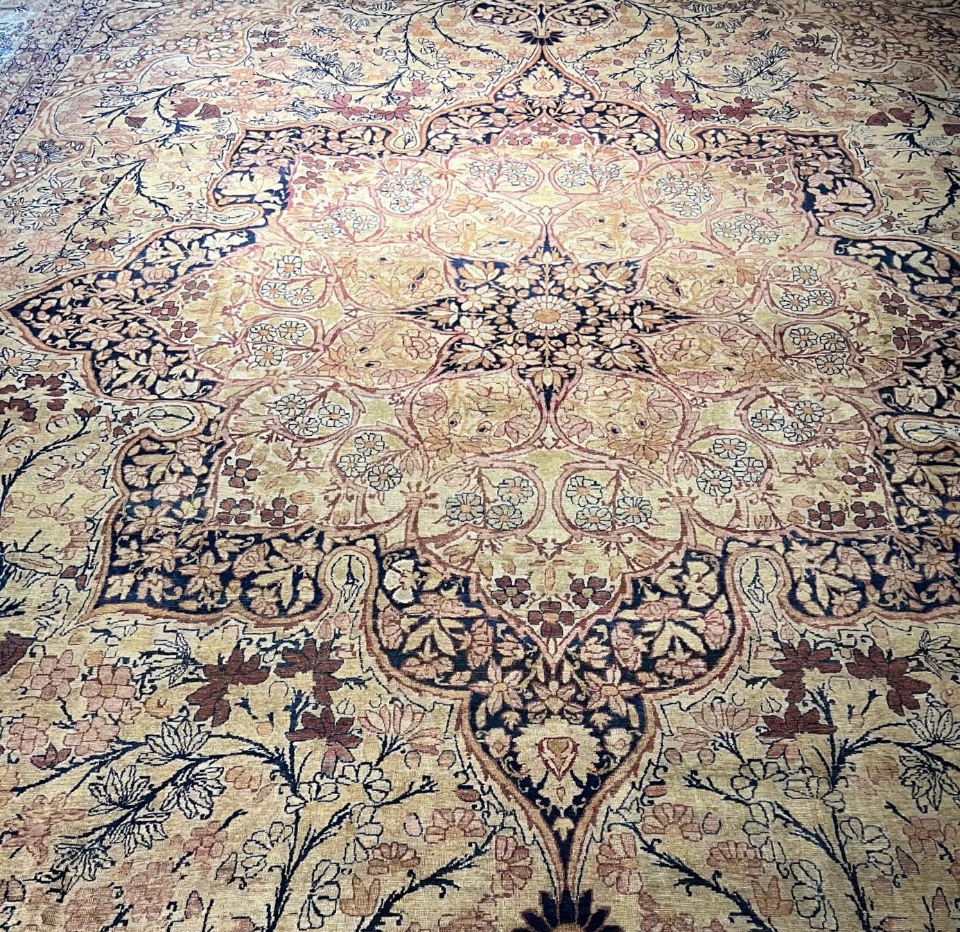 Oversized Antique 19th Century Kerman Lavar Rug With Exquisite Floral Motifs For Sale 2