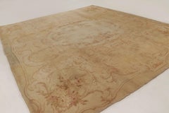 Oversized Antique 19th Century Savonnerie Gold Rug Floral Cartouche - Rug &kilim