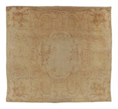 Oversized Antique 19th Century Savonnerie Gold Rug Floral Cartouche - Rug &kilim