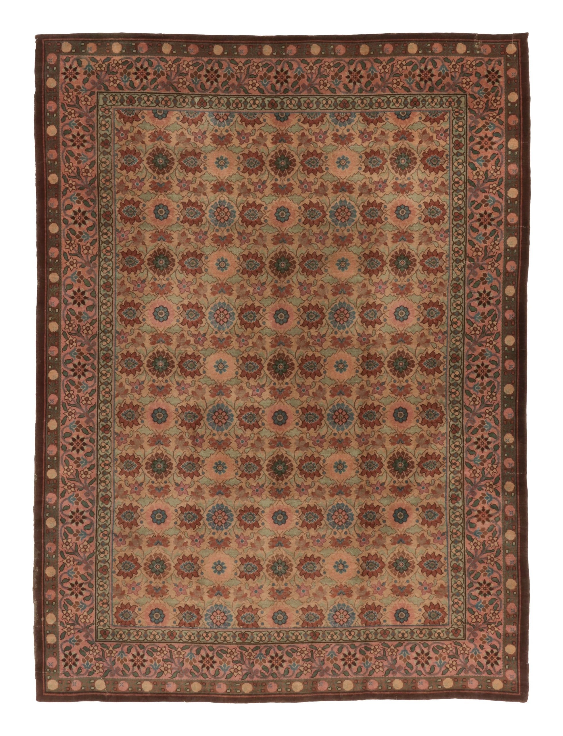 Oversized Antique 20th Century English Needlepoint Rug in Brown - Rug & Kilim