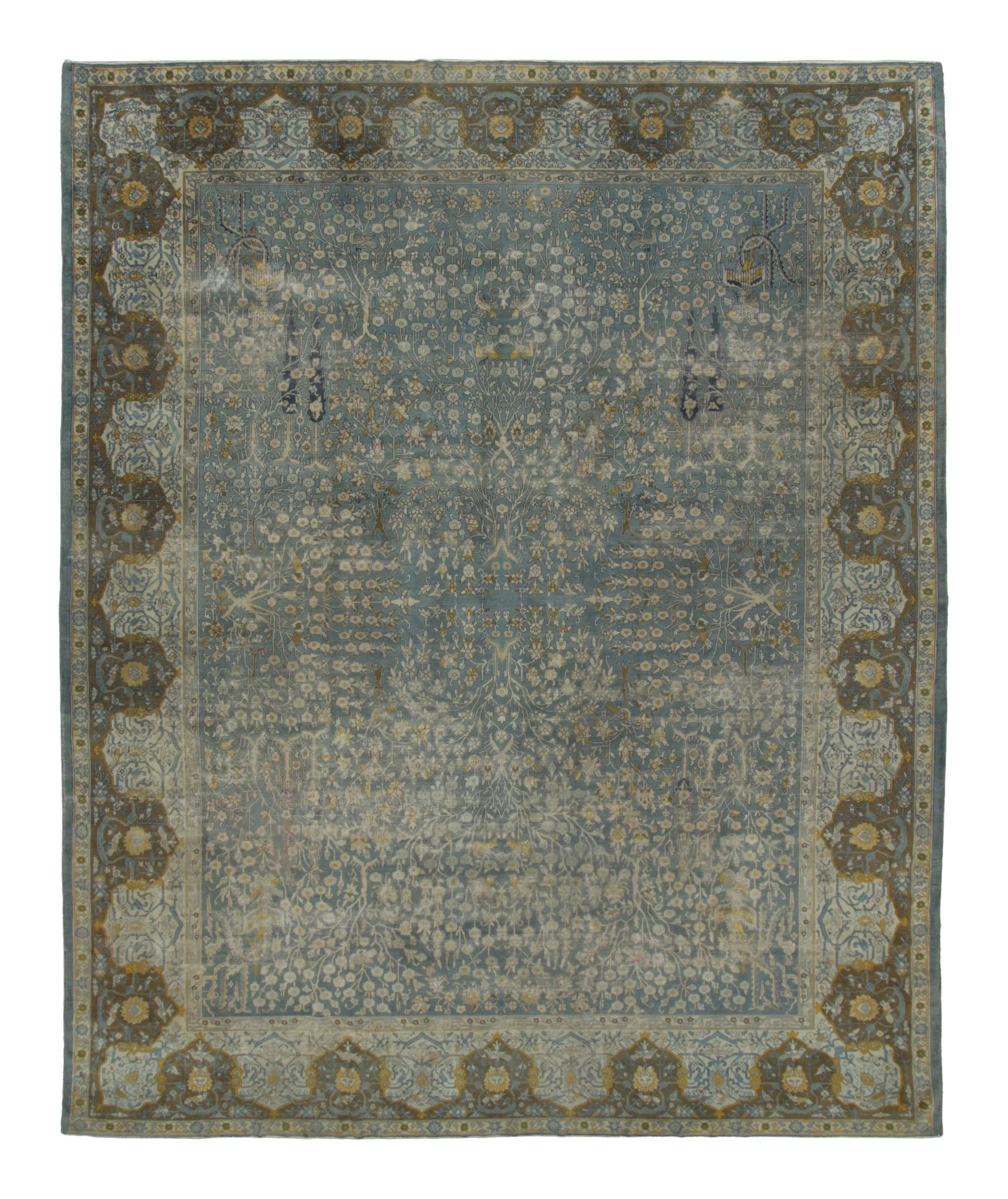 Oversized Antique 20th Century Indo-Persian Rug with Floral Vinery - Rug & Kilim
