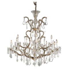 Oversized Antique 40"Diam French Louis XIV Style Cut Crystal Chandelier C1930