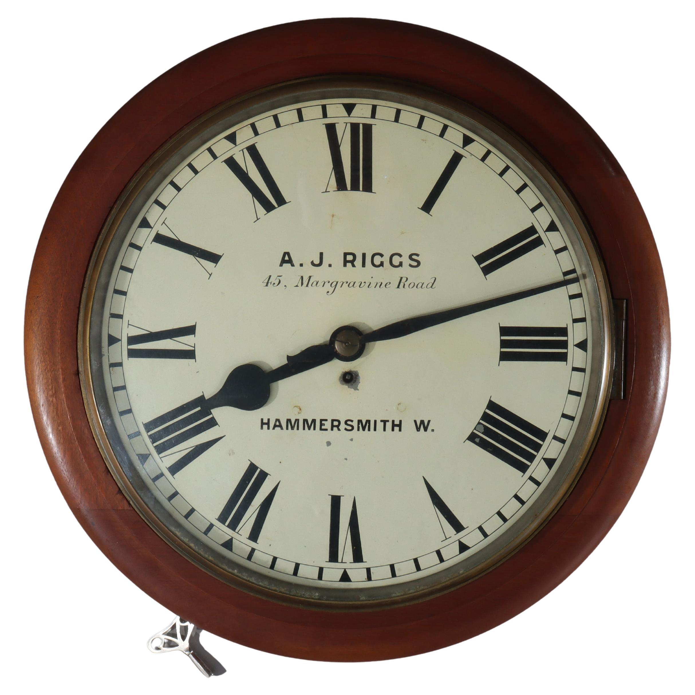 Oversized Antique A. J. Riggs Hammersmith Victorian Walnut Bankers Clock 19thC For Sale