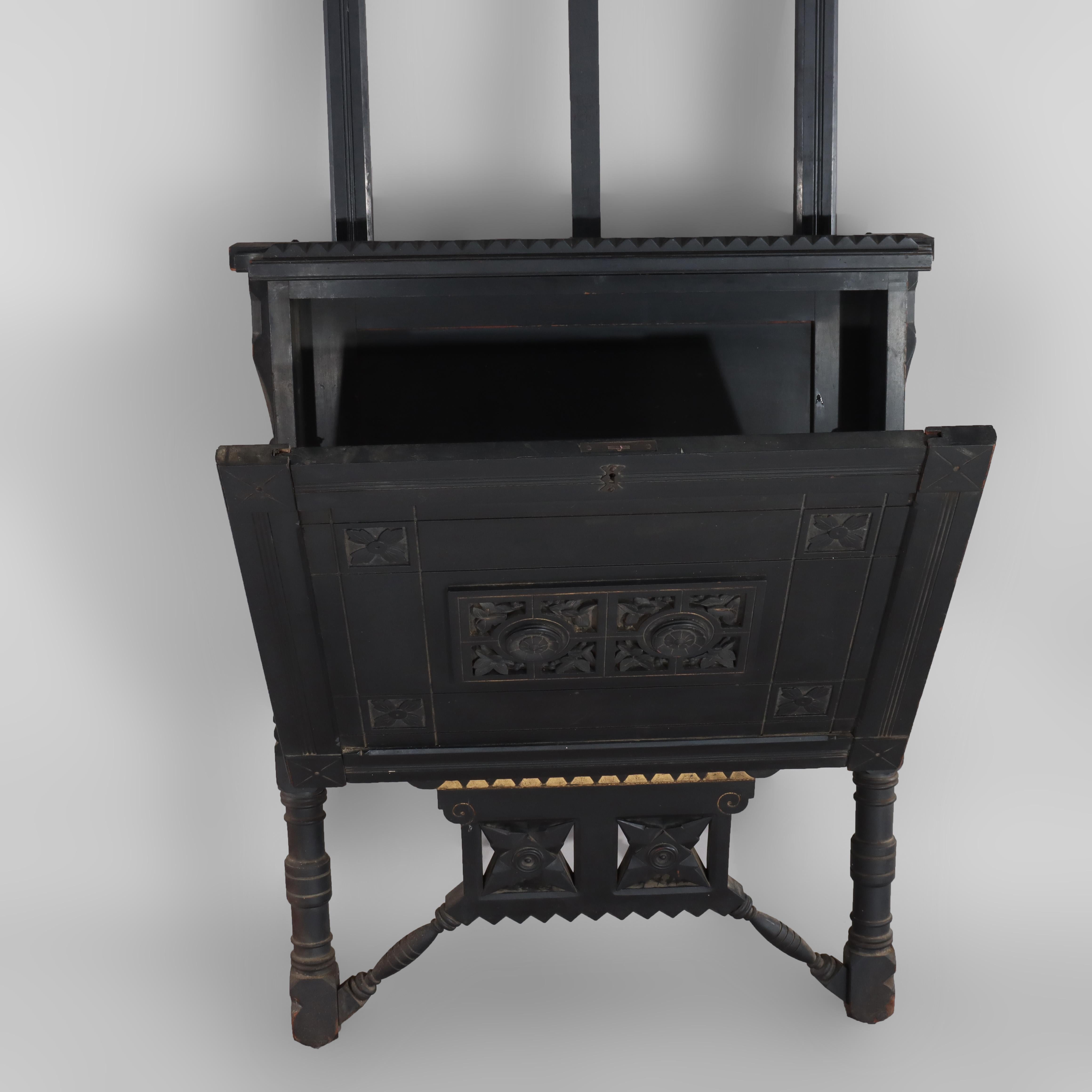 Antiguo caballete estético sobredimensionado con flores, ebonizado y dorado c1890 en venta 5