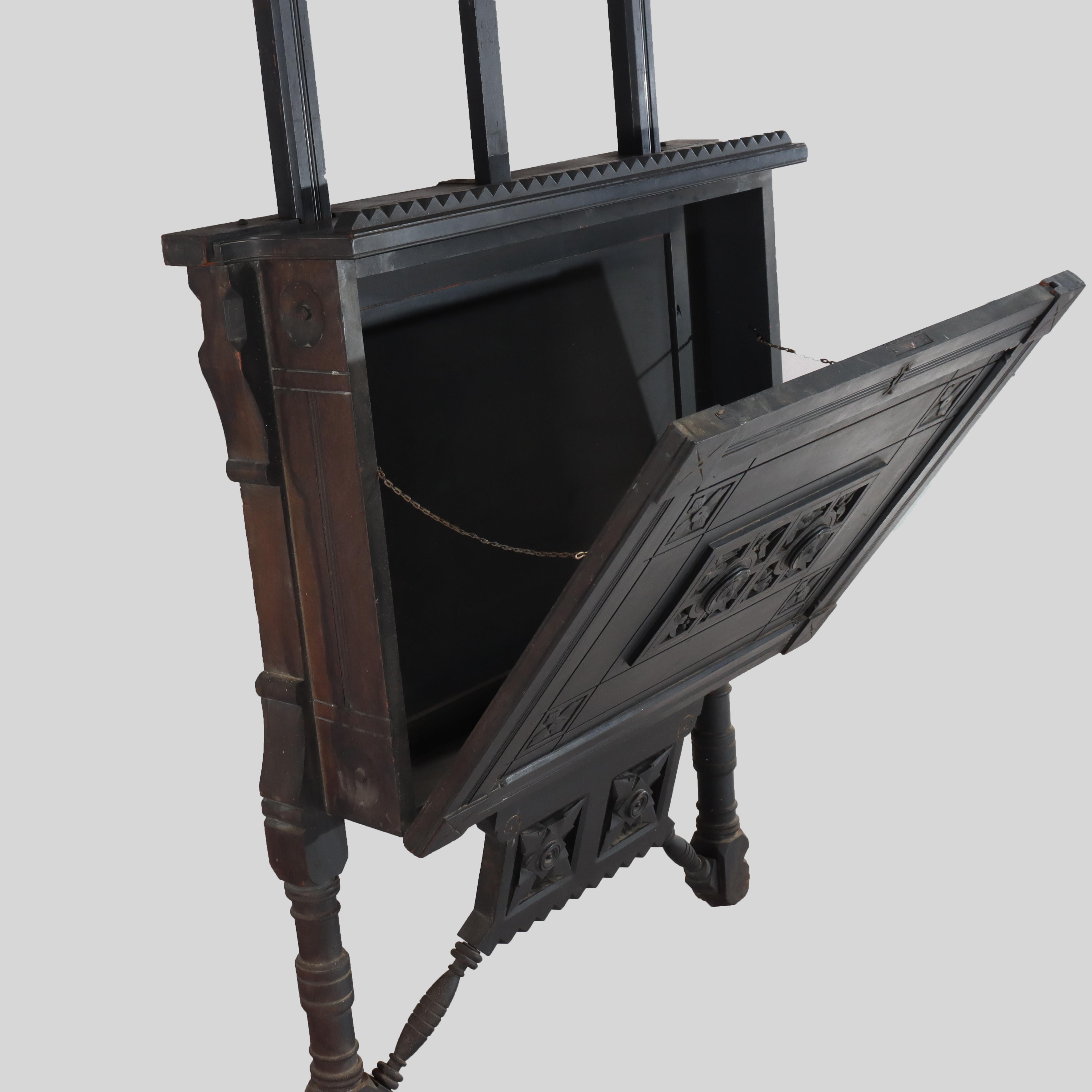 Antiguo caballete estético sobredimensionado con flores, ebonizado y dorado c1890 en venta 8