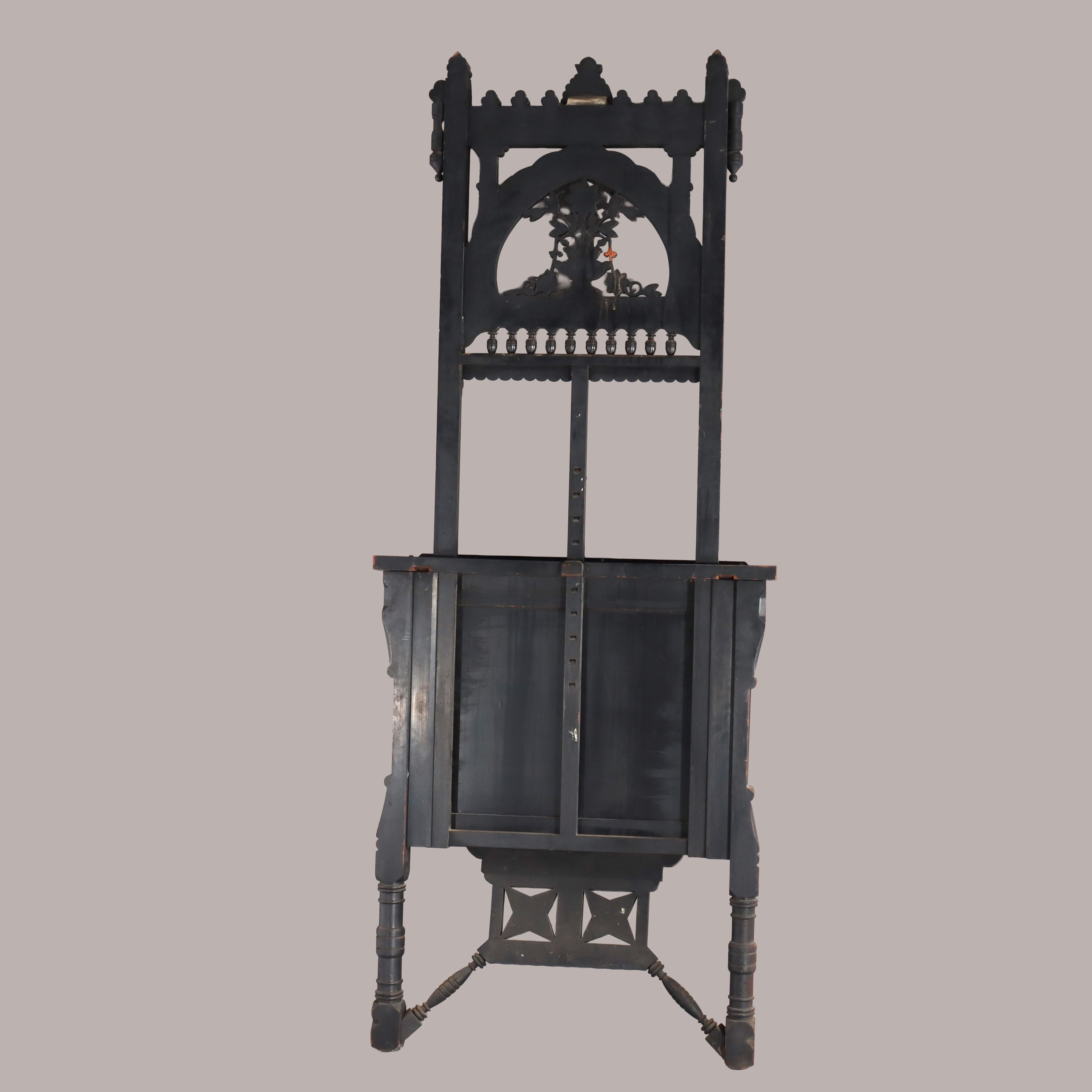 Antiguo caballete estético sobredimensionado con flores, ebonizado y dorado c1890 en venta 12