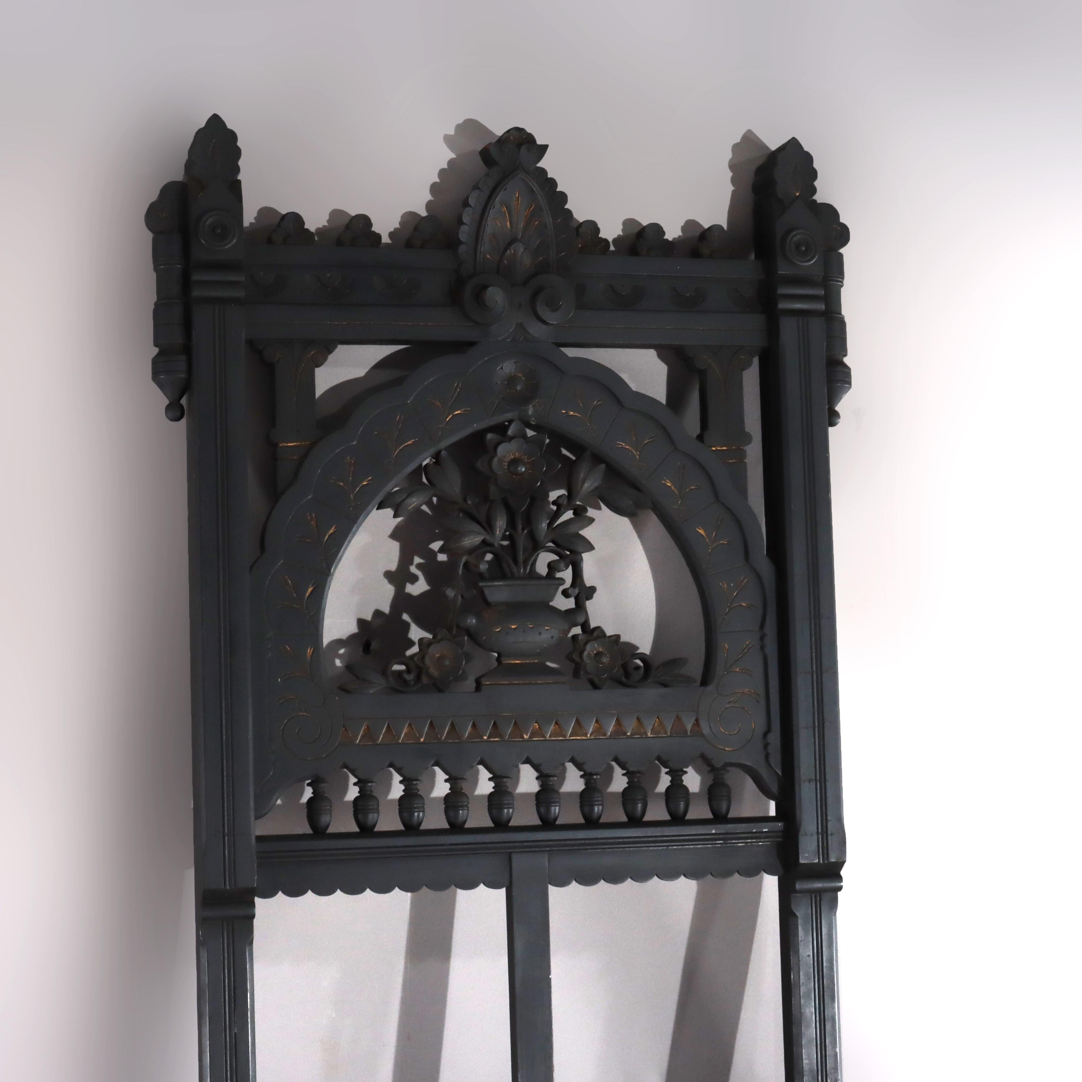 Antiguo caballete estético sobredimensionado con flores, ebonizado y dorado c1890 en venta 1