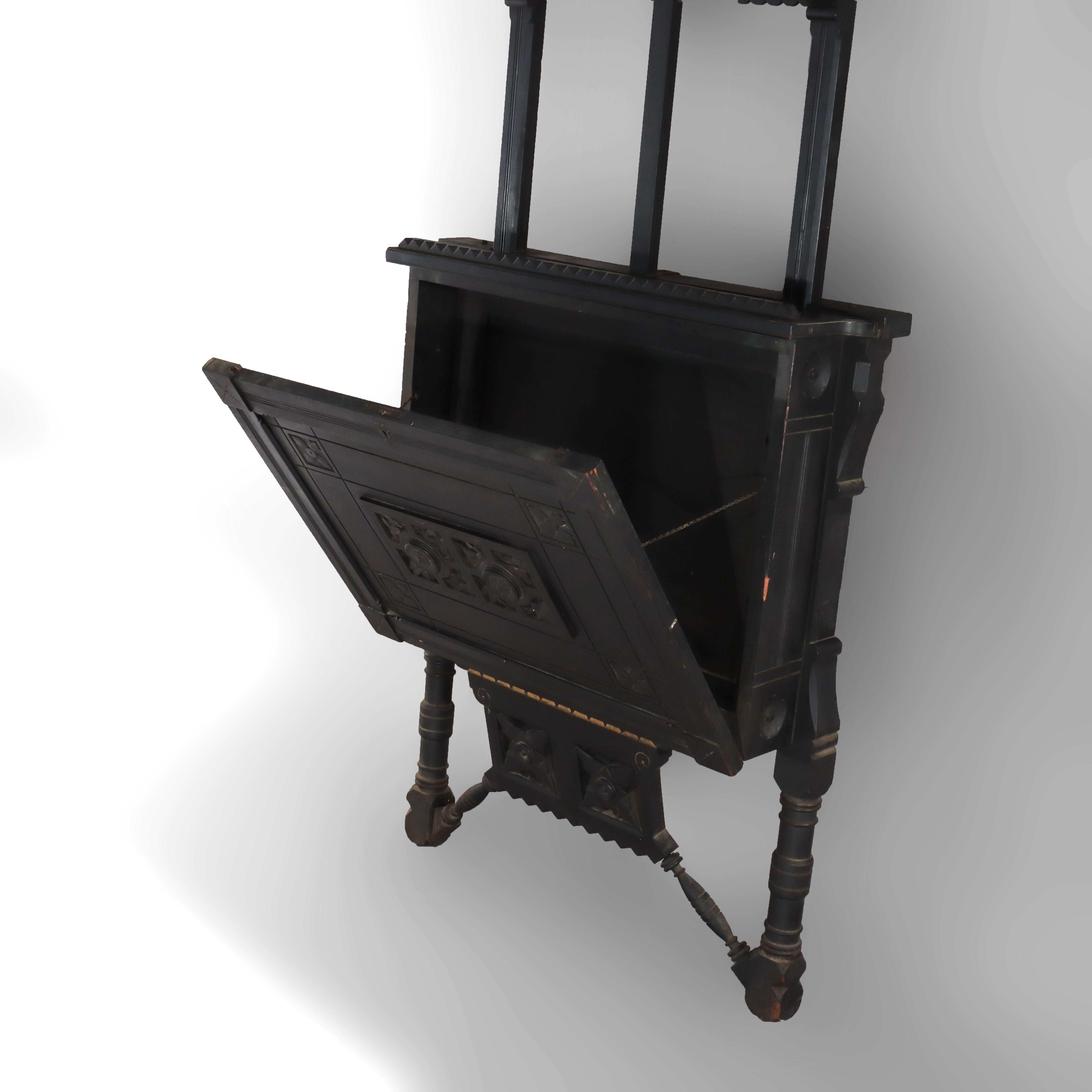 Antiguo caballete estético sobredimensionado con flores, ebonizado y dorado c1890 en venta 4