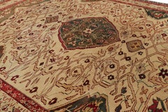 Oversized Antique Agra Jail Rug with Medallion and Florals