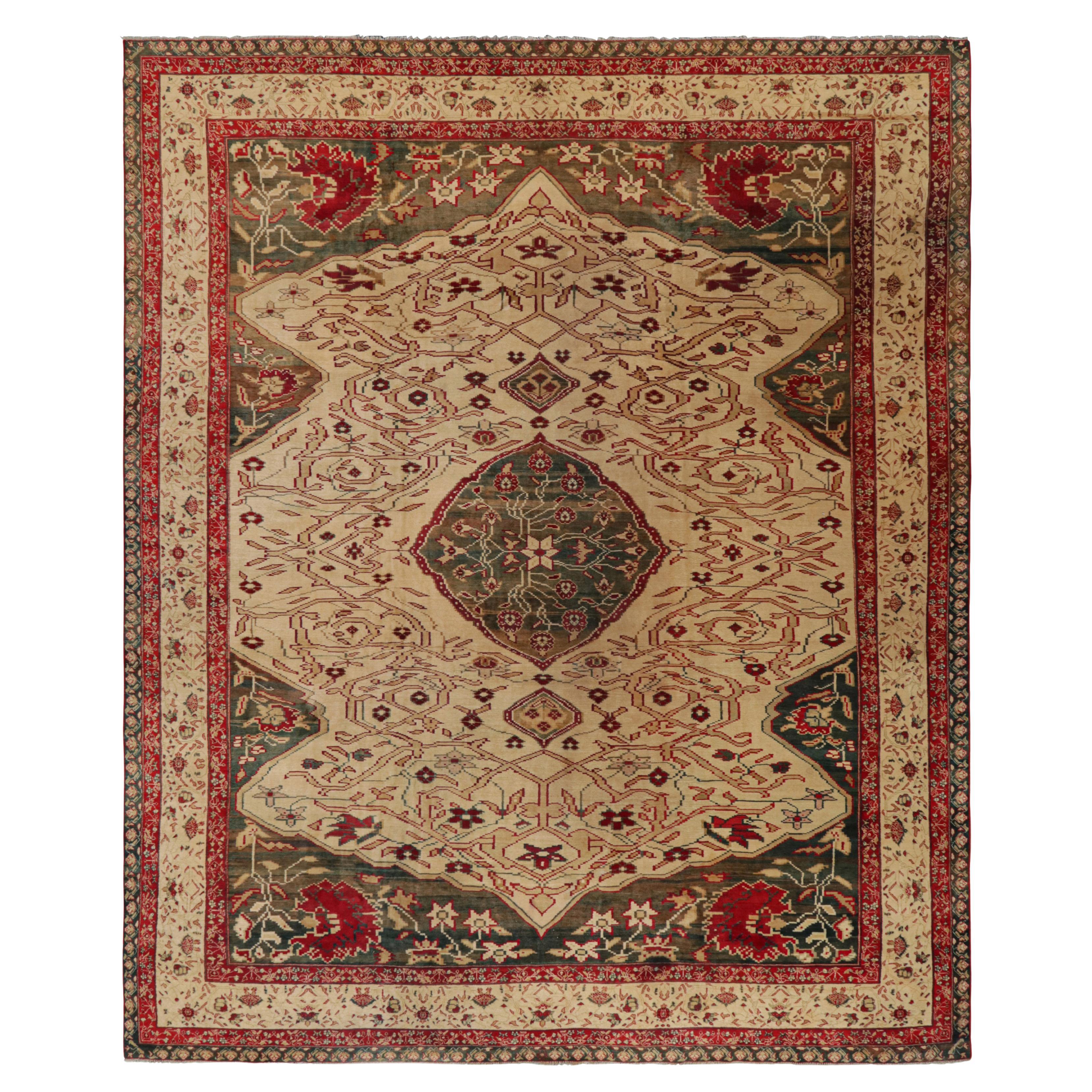 Oversized Antique Agra Jail Rug with Medallion and Florals For Sale