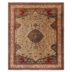 Oversized Antique Agra Jail Rug with Medallion and Florals