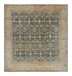 Alfombra Agra Antigua Anudada a Mano con Diseño Floral Azul de Rug & Kilim
