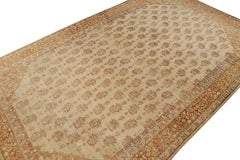 Oversized Antique Agra Rug in Gold with Floral patterns