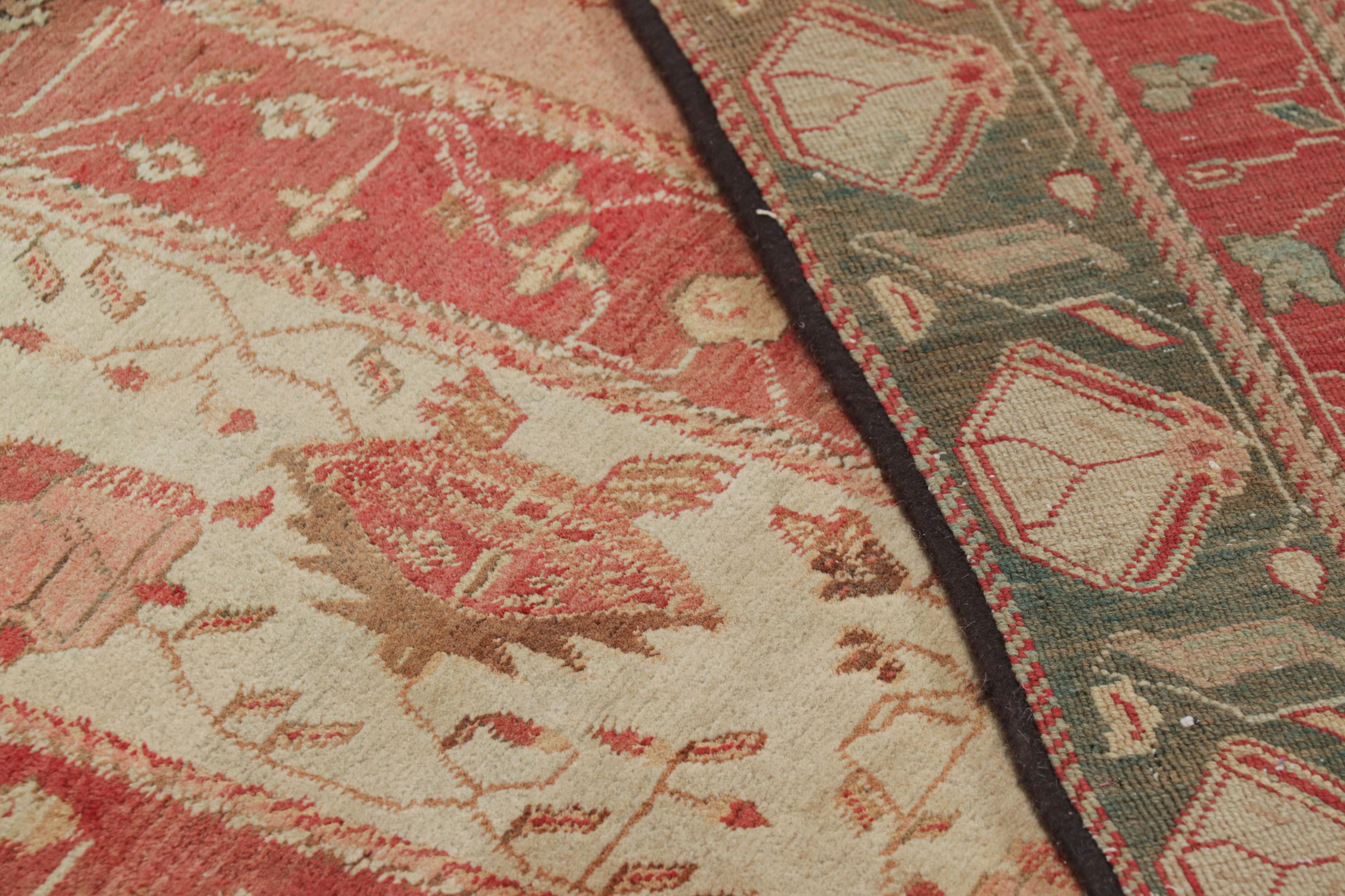 Oversized Antique Agra Rug in Pink and Brown with Floral Patterns  Rug & Kilim For Sale 1